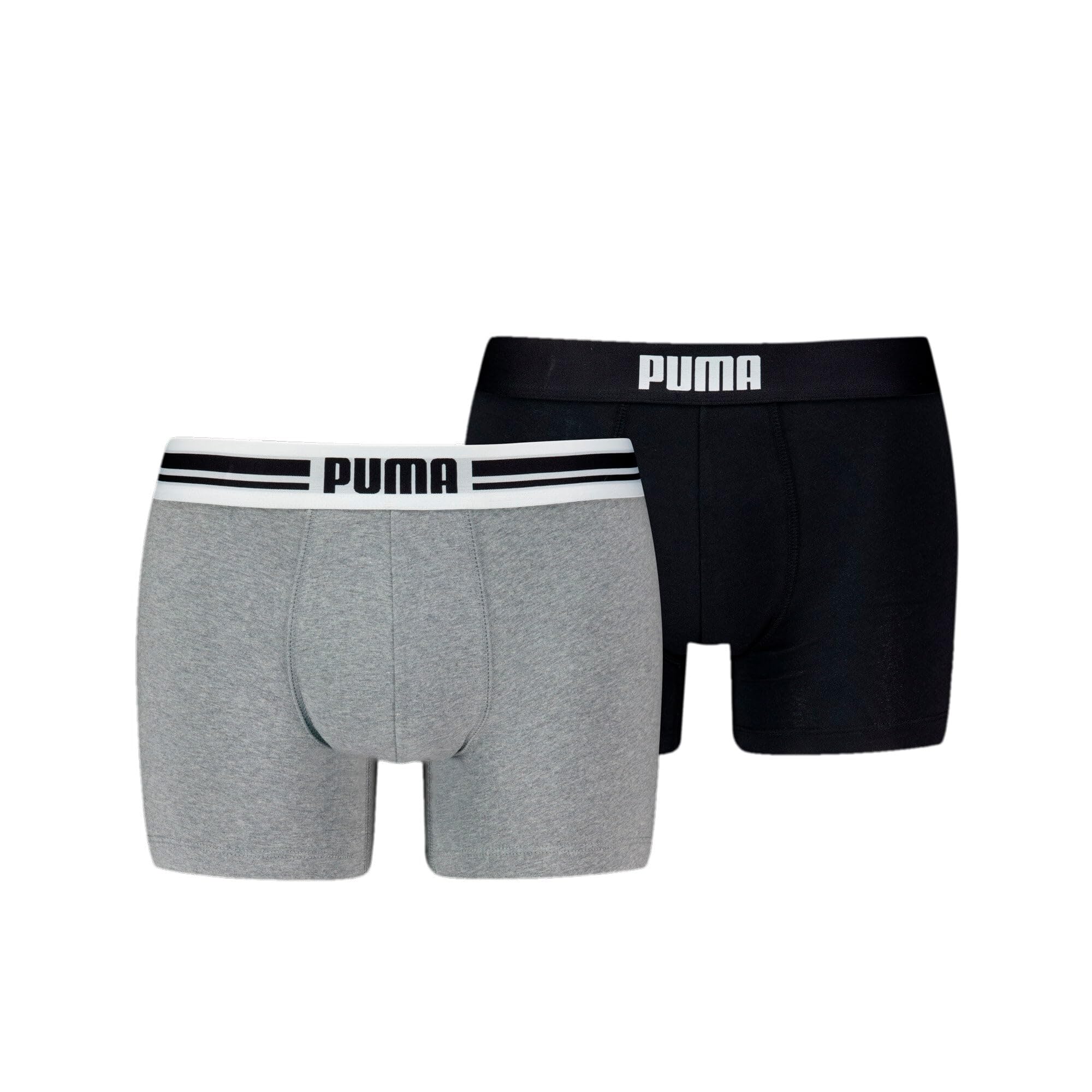 Puma Men's Grey Melange/Black Everyday Placed Logo Boxer 2 Units S