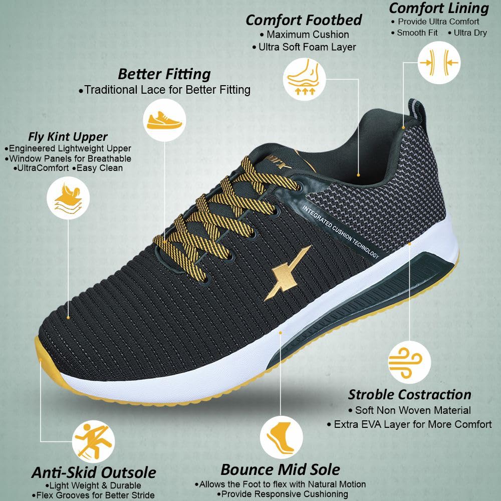 SPARX Men's SX0472G Forest Green Gold Running Shoes 8 (SX0472GGFGO0008) 1