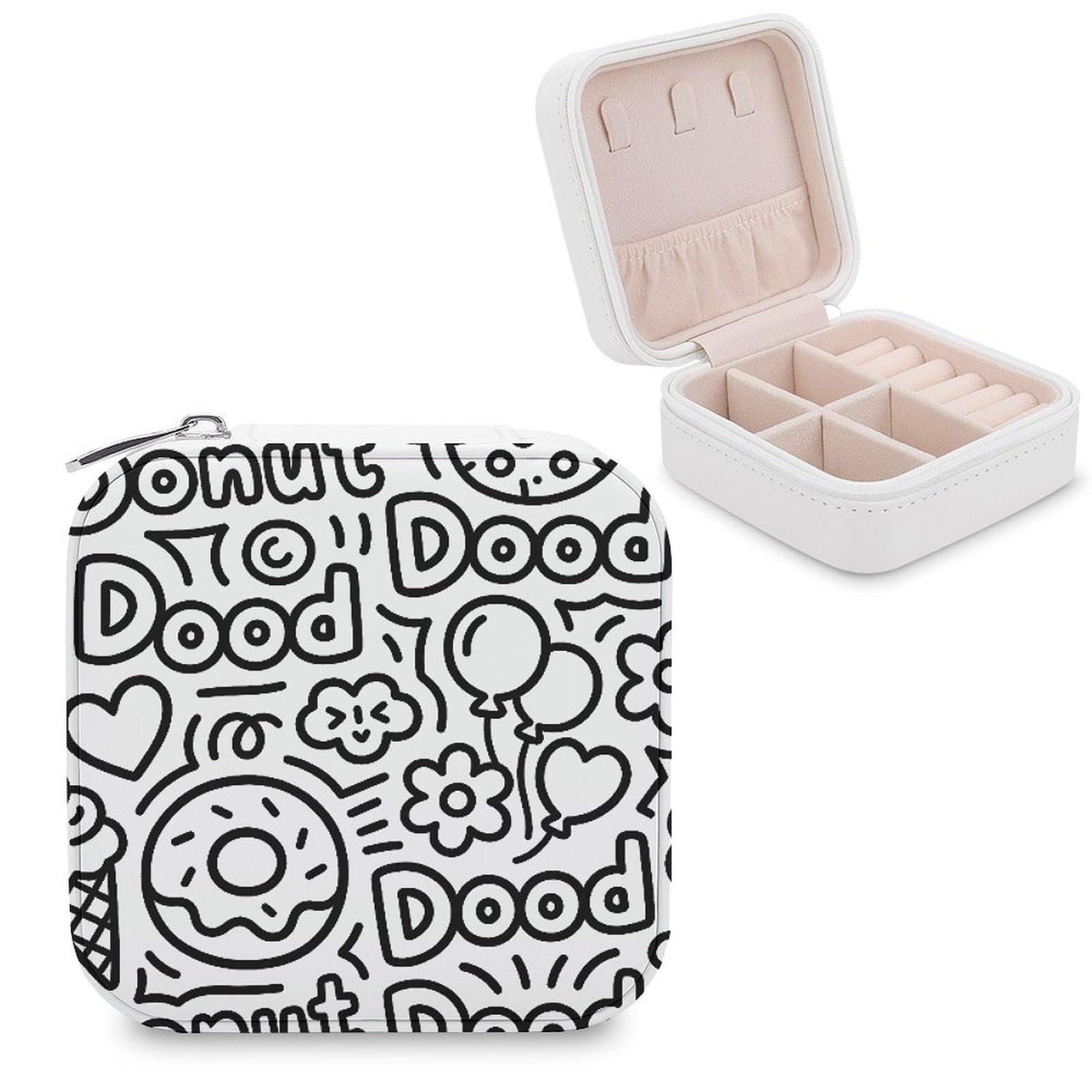 LZQPOEAS Donut Dood Jewelry Box, PU Patterned Storage Case, Portable Travel Jewelry Organizer Box for Storing Rings, Pendants, Earrings, Necklaces, And Women's Specialized