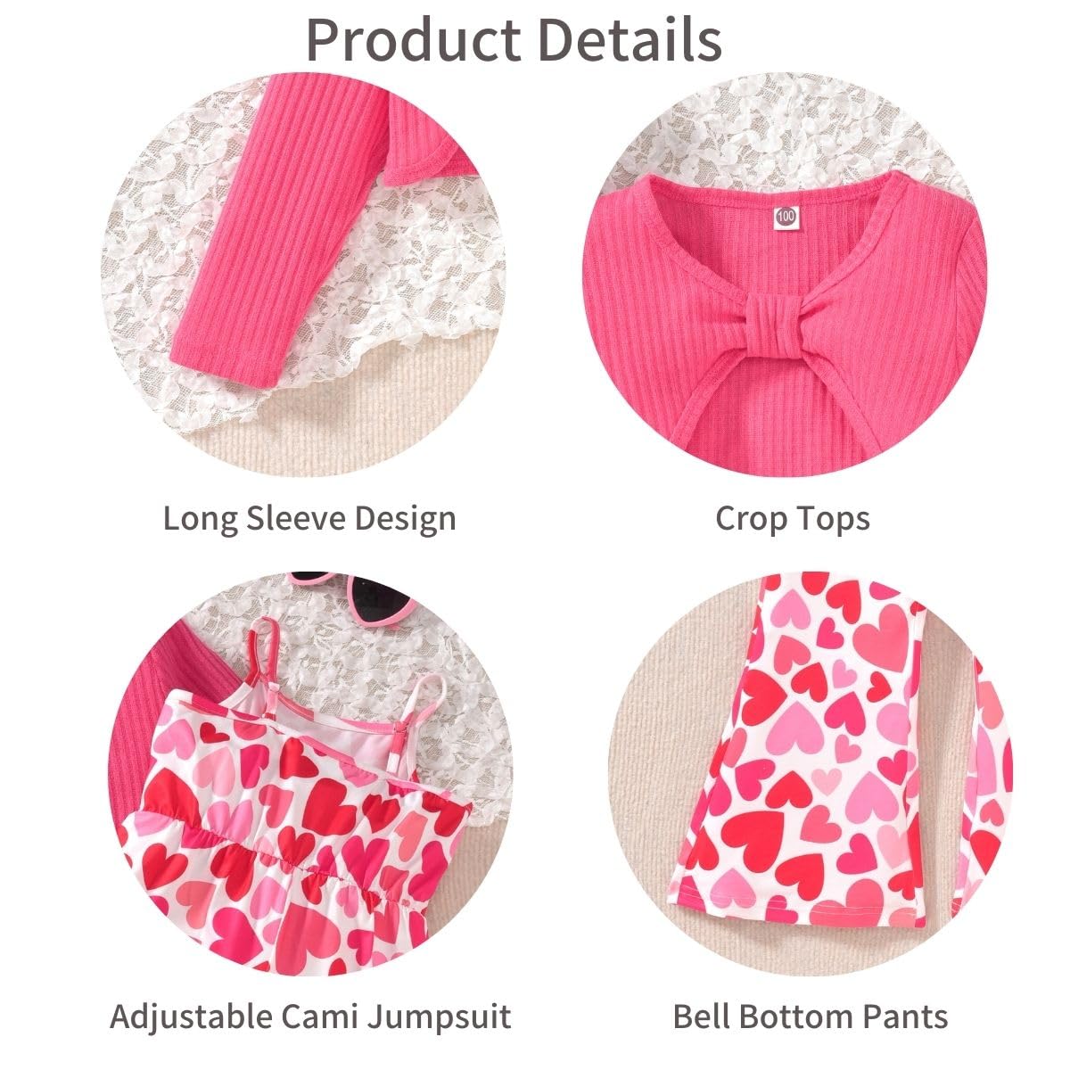 HIHA Ärmelloser Jumpsuit für Mädchen, langärmelig, gedrehte Vorderseite, Strampler, Kleidungsset, Größe 32-40