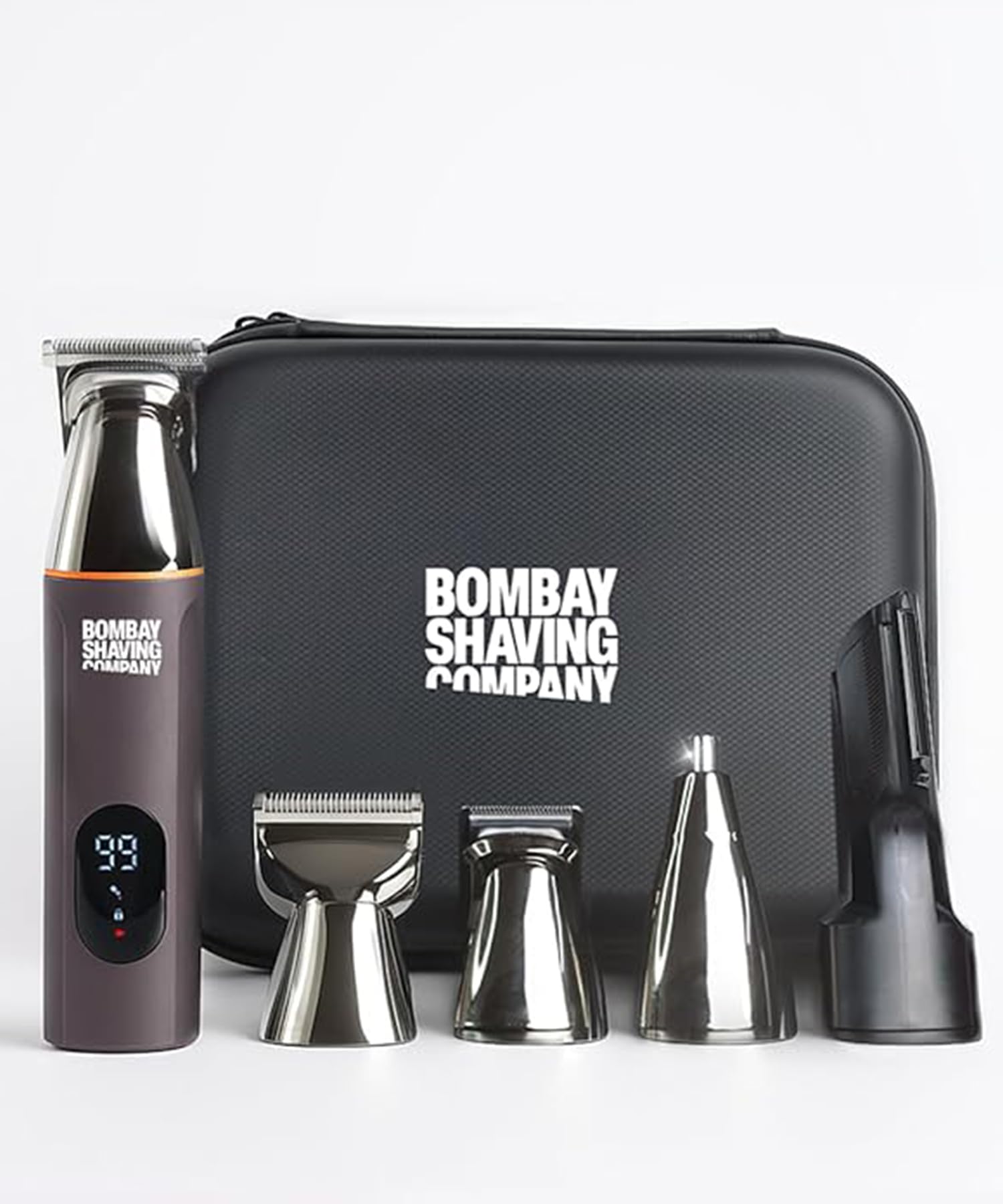 Bombay Shaving Company Full Body Trimmer Limited Edition With Hard Travel Case for Men, 5 Magnetic Attachments, Multi Length Settings Comb, Detachable Blades, Type C Flash Charging, IPX6 Waterproof