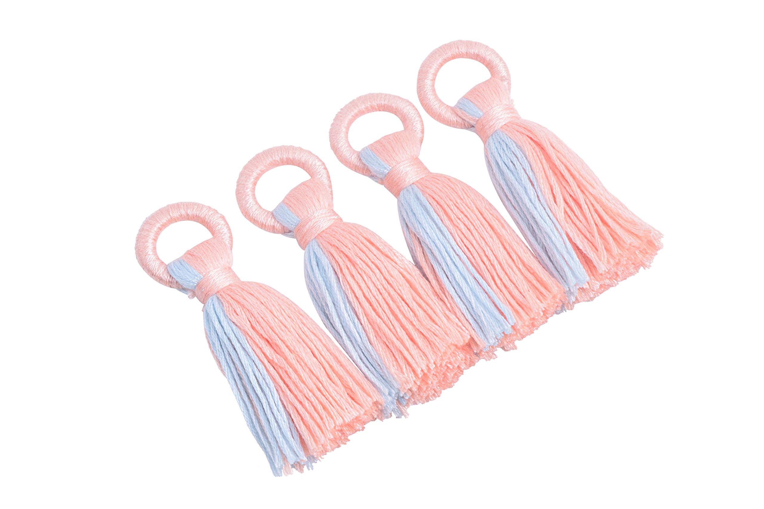 Borlas de algodón con lazo resistente de dos tonos para llaveros DIY