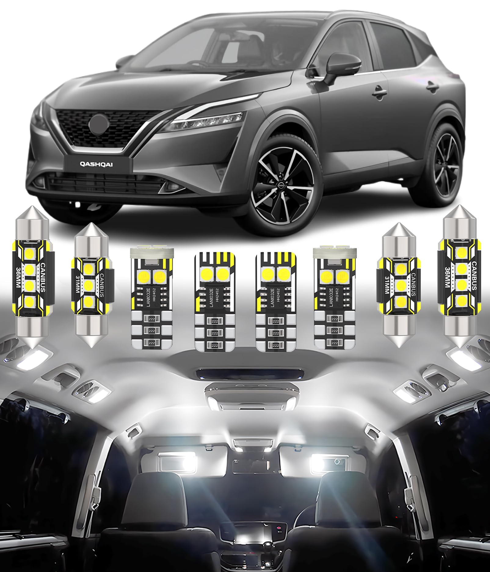 BMT Xms Kit LED Interni Per BMW X1 F48 (2015-2020) - 17 Pezzi, 6000K Bianco Brillante, Plug And Play - 4