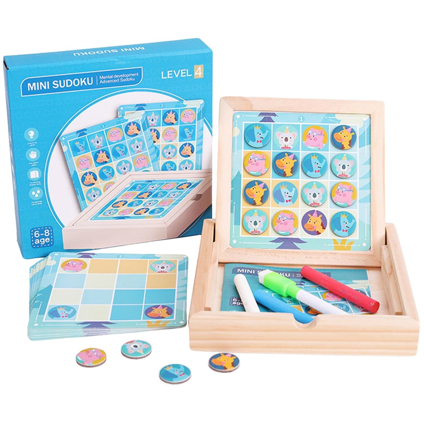 Little Mind Wooden Magnetic Sudoku Puzzle Board for Kids 4-8 Years, Logic Thinking Game with Animal Magnets, Double-Sided Blackboard & Whiteboard, Brain Training Educational Toy-image-47