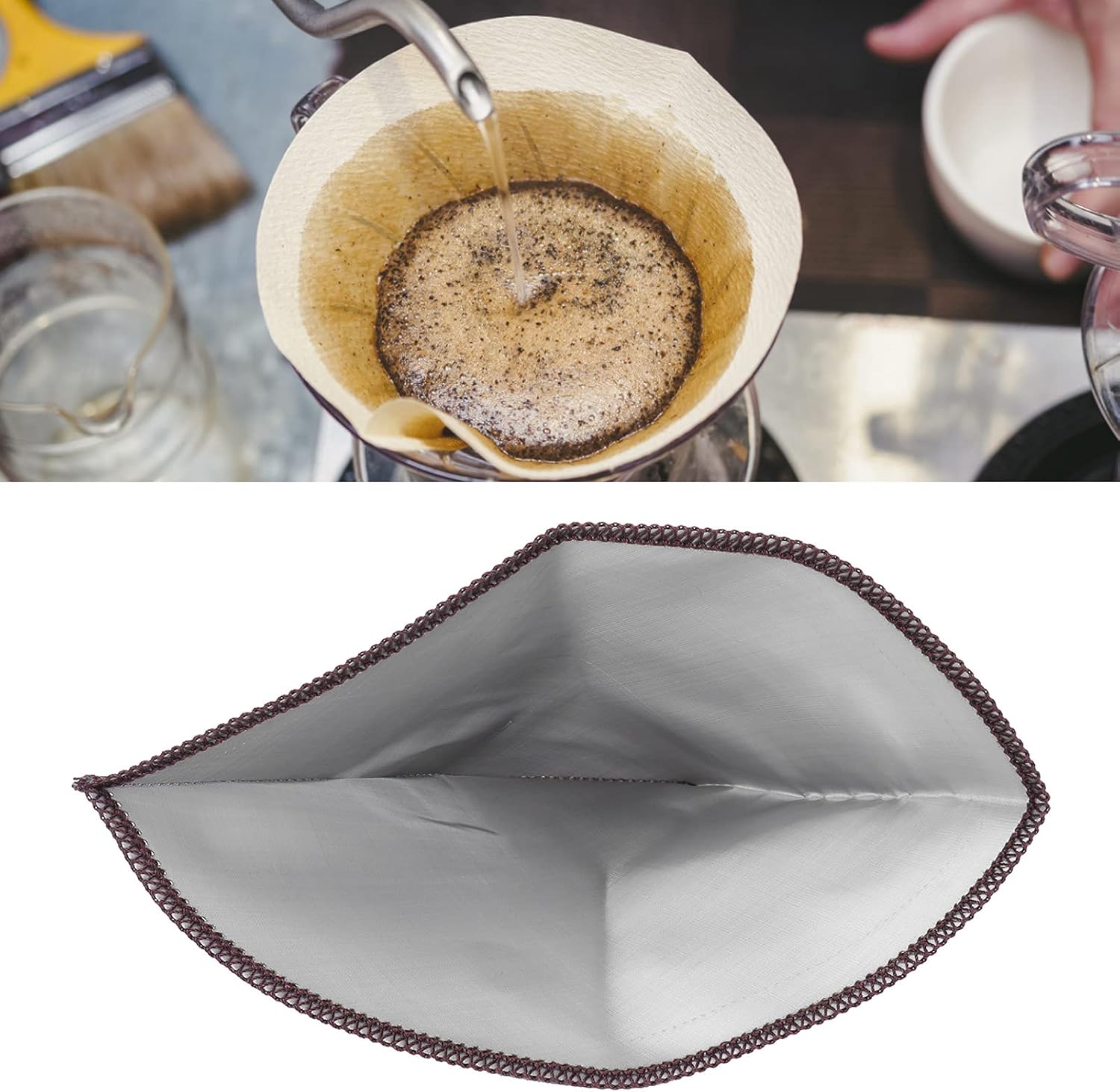 Coffee Filter, 7.4 x 4.9 inches, Stainless Steel, Paperless Drip Cone