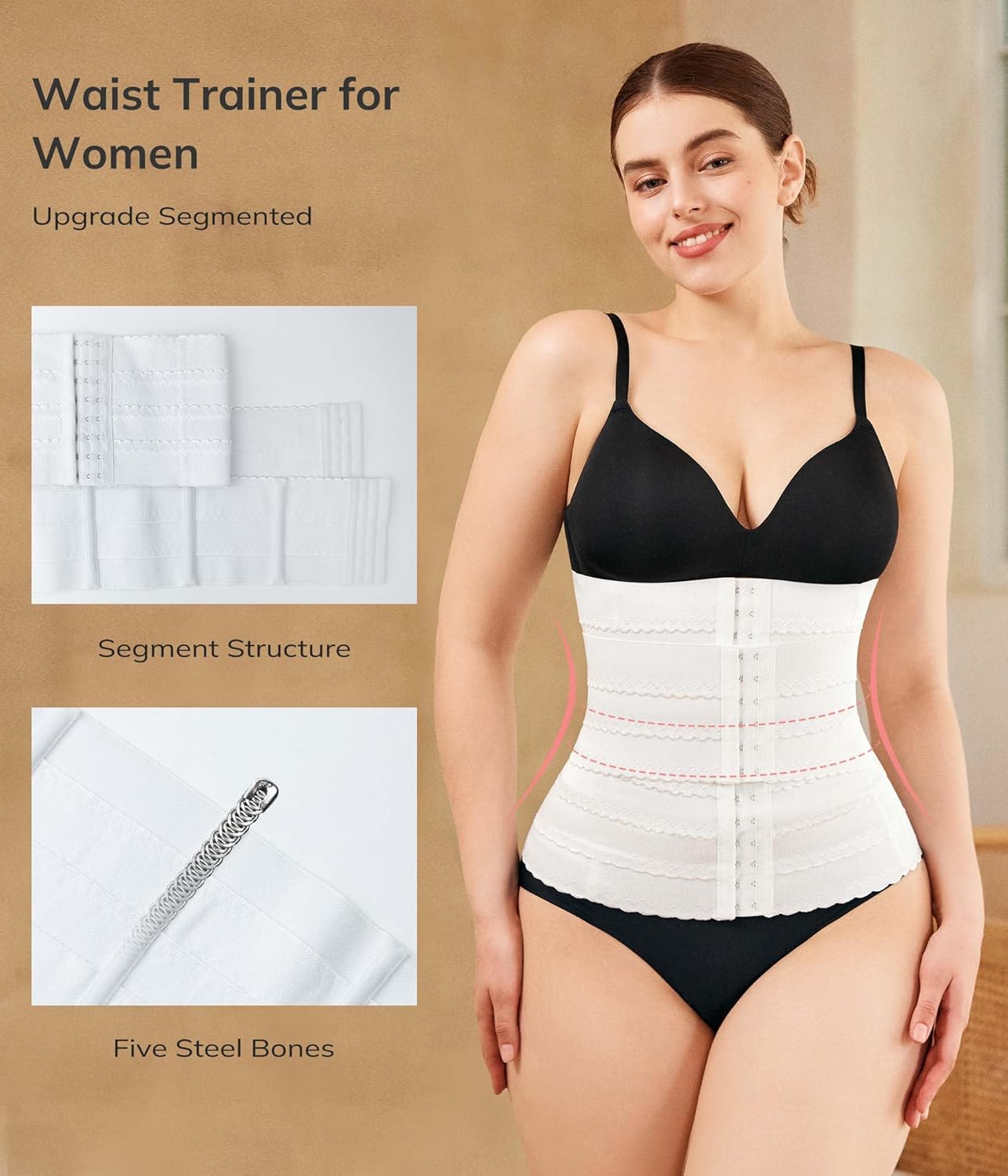 LODAY Segmented Waist Trainer for Women Corset Shapewear Waist Cincher Tummy Control Faja Body Shaper - Image 3