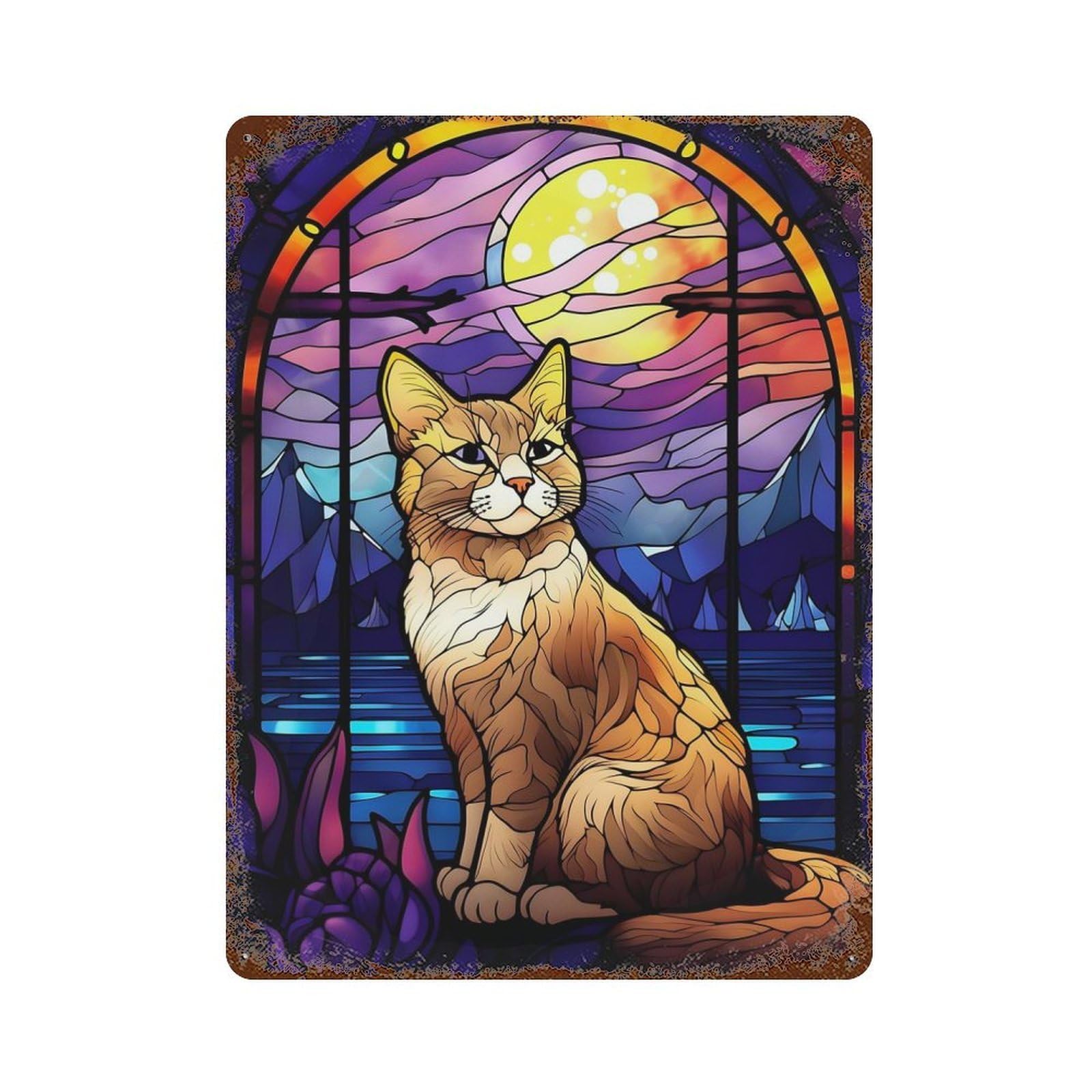 Abstract Japanese Bobtail Retro Metal Sign 15.7"x11.8", for Pub, Kitchen And Man Cave Decor, Retro Wall Decor
