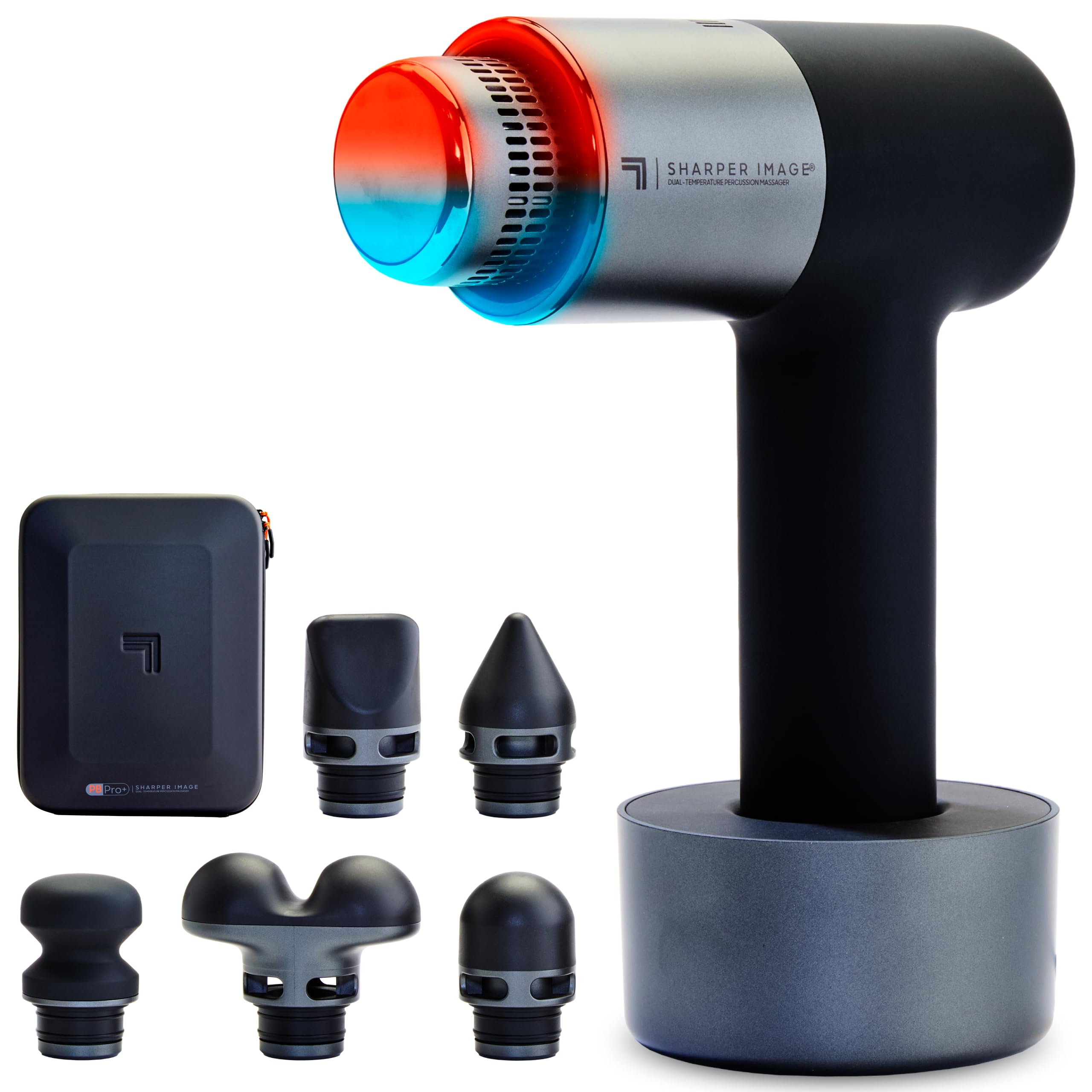 Sharper Image Powerboost Pro Hot + Cold Percussion Neck Massager, Hot + Cold Dual Temperature Massage Node, 6 Speed Settings, 6 Attachments, Quiet Brushless Motor, Black-image-36