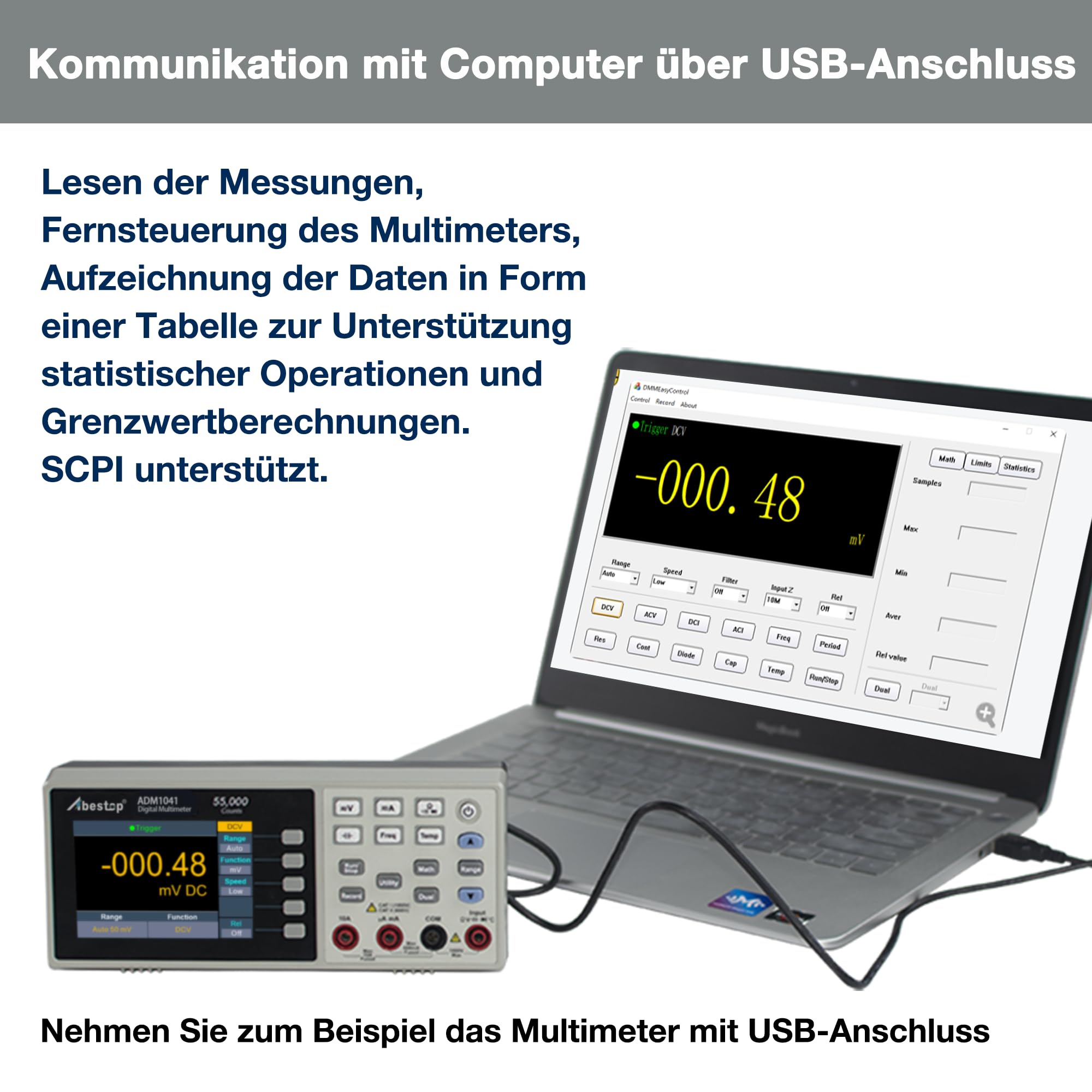Tisch-Digitalmultimeter, True RMS, 55.000 Counts, Dual-Display | Datenlogging für Elektronikmessung und Reparatur