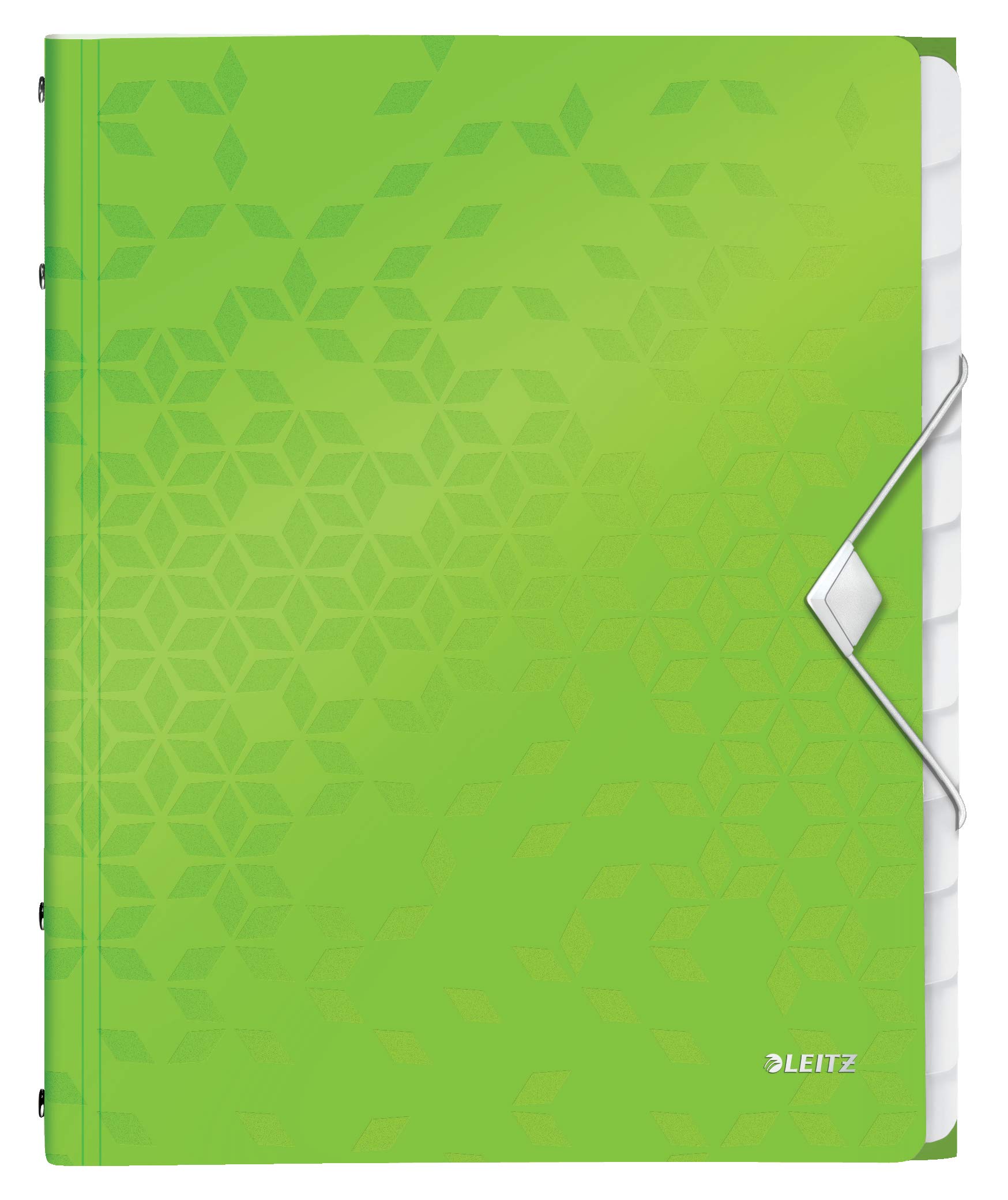 Leitz WOW Trieur A4 Menthe Métallisé - 200 Feuilles - 12 Onglets Intégrés - Élastique - Classement Pro