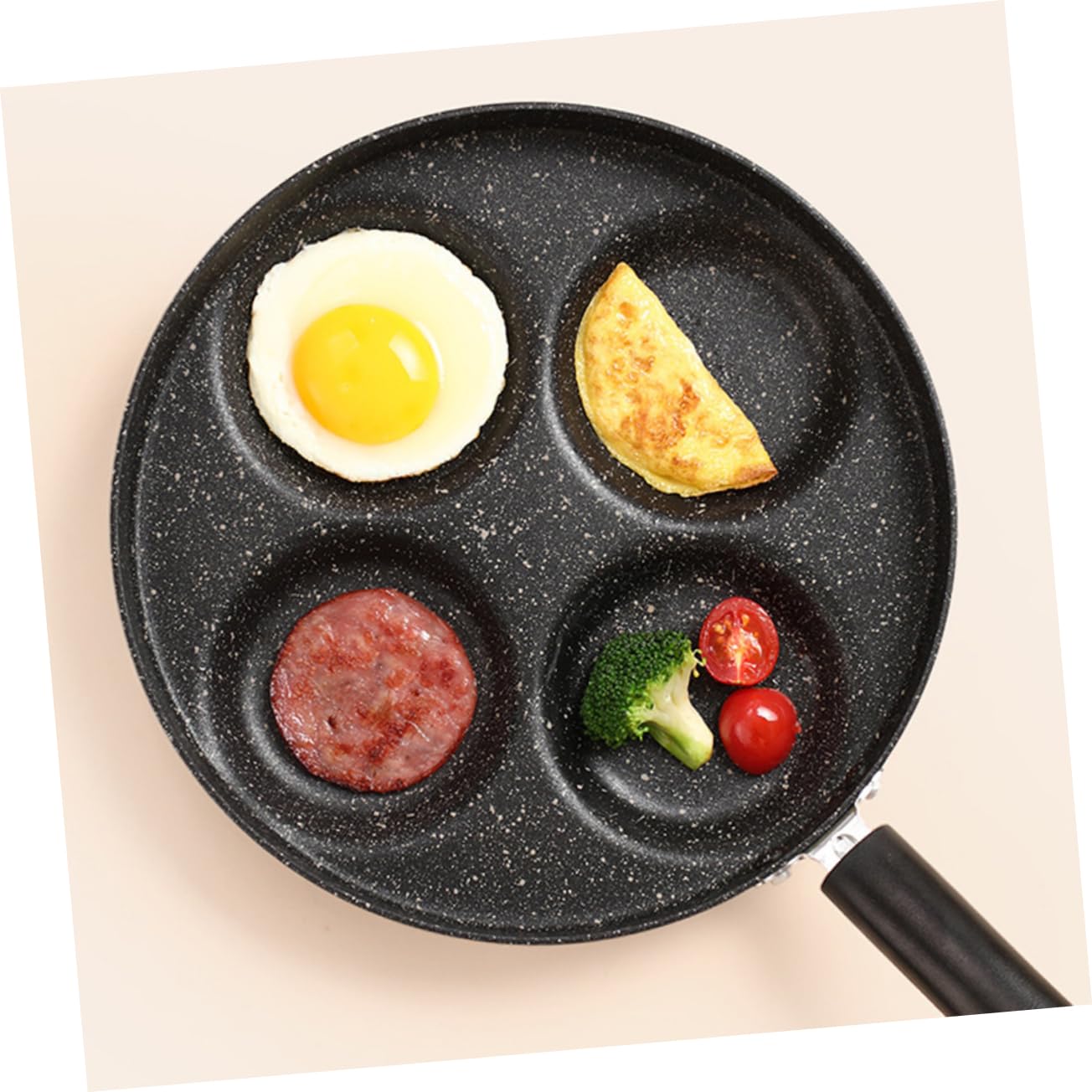 POPETPOP Padella per Omelette a 4 Scomparti Antiaderente Argento