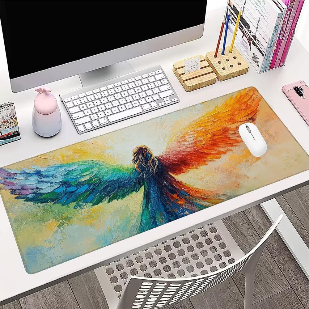 Alfombrilla de Mouse para Juegos, Colore, XXL, Antideslizante, Impermeable, Diseño de Angelo, Extendido, Grande, 1200x600x3mm, para PC, Laptop, Ufficio, Famiglia d-205