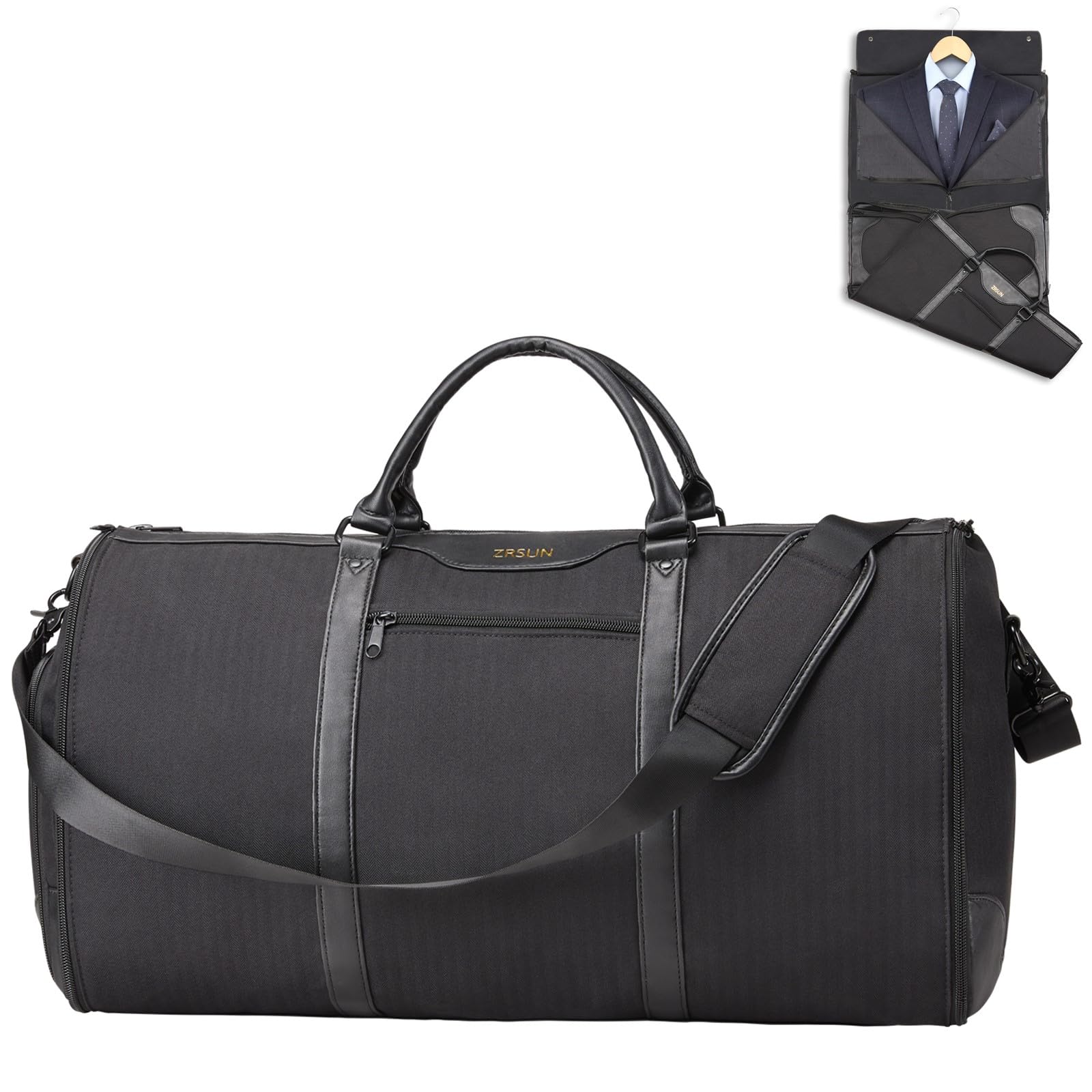 Borsa porta abiti da viaggio, borsa porta indumenti, borsone convertibile con scomparto per scarpe, perfetta per viaggi di lavoro e gite nel fine settimana, Nero 00, Da viaggio