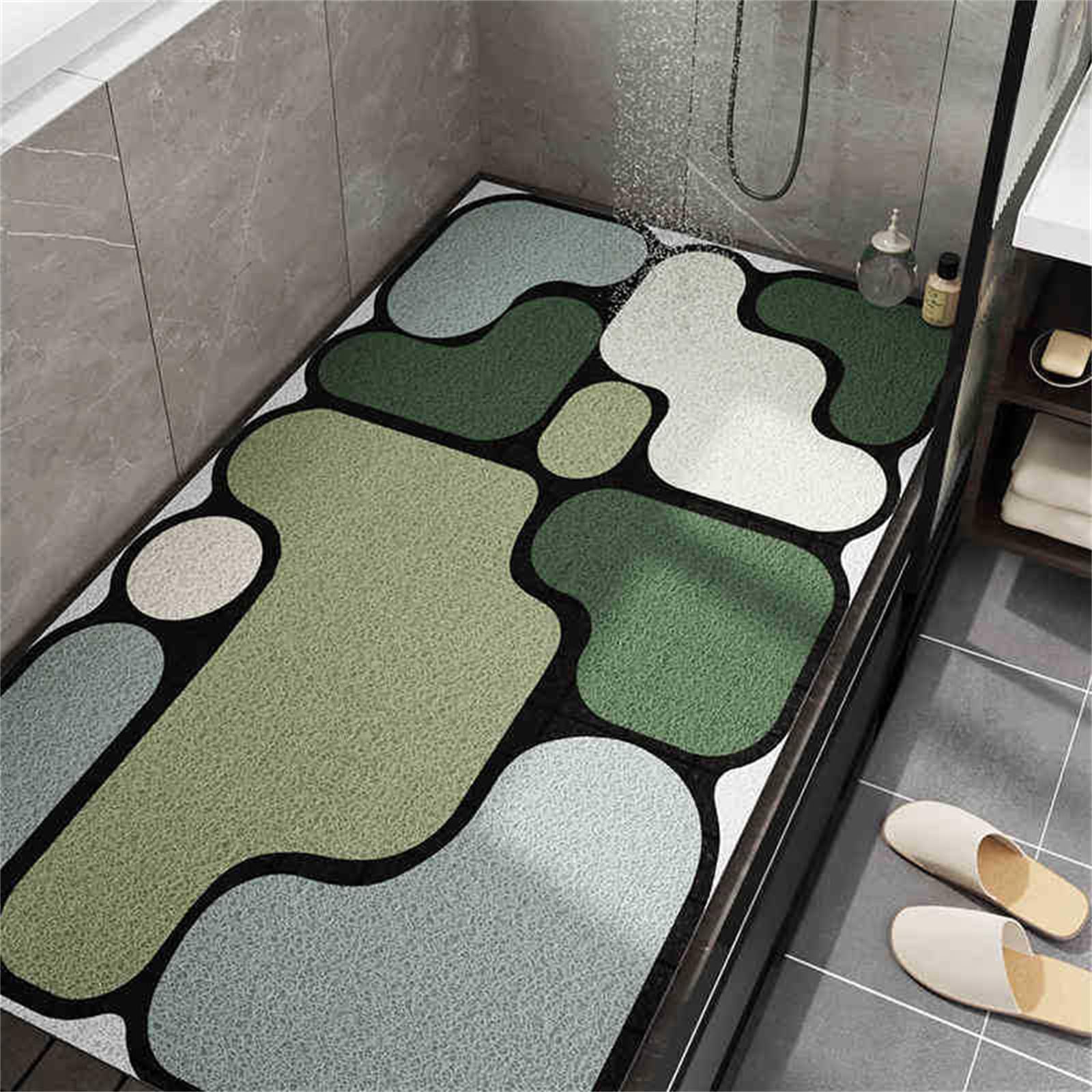 Alfombrilla de baño Antideslizante, Alfombrilla de Ducha de Goma Suave Tipo lufa para bañera, Ideal para el Interior de la Ducha, el baño o la bañera. Diseño Moderno con Estampado de rompeca