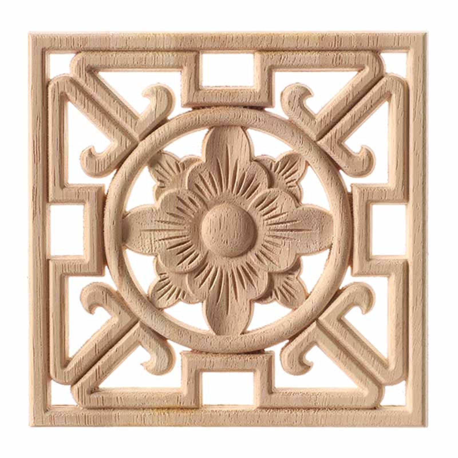 Lavorazione Legno Scheletro Fiore Intaglio Legno Decalcomania Non Verniciata Disco Onlay Decor Porta Mobili Corte Simmetrica 40 * 40 Cm