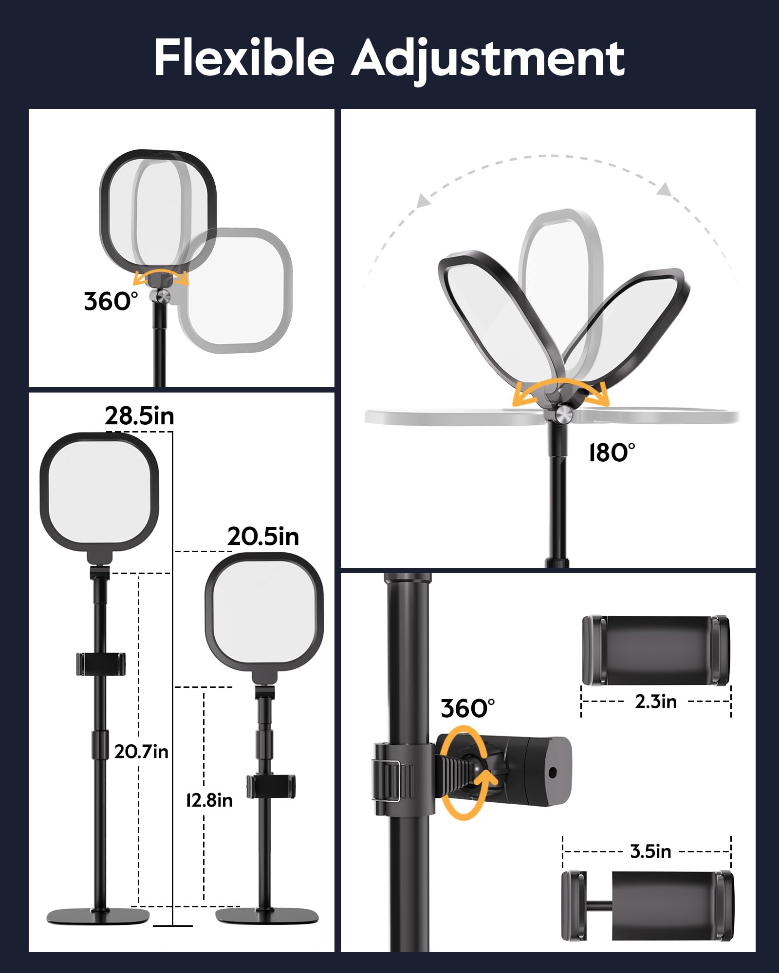Video Conference Lighting for Zoom Meeting Ring Light for Desk with Flexible Stand 30 Light Modes Light for — view 5