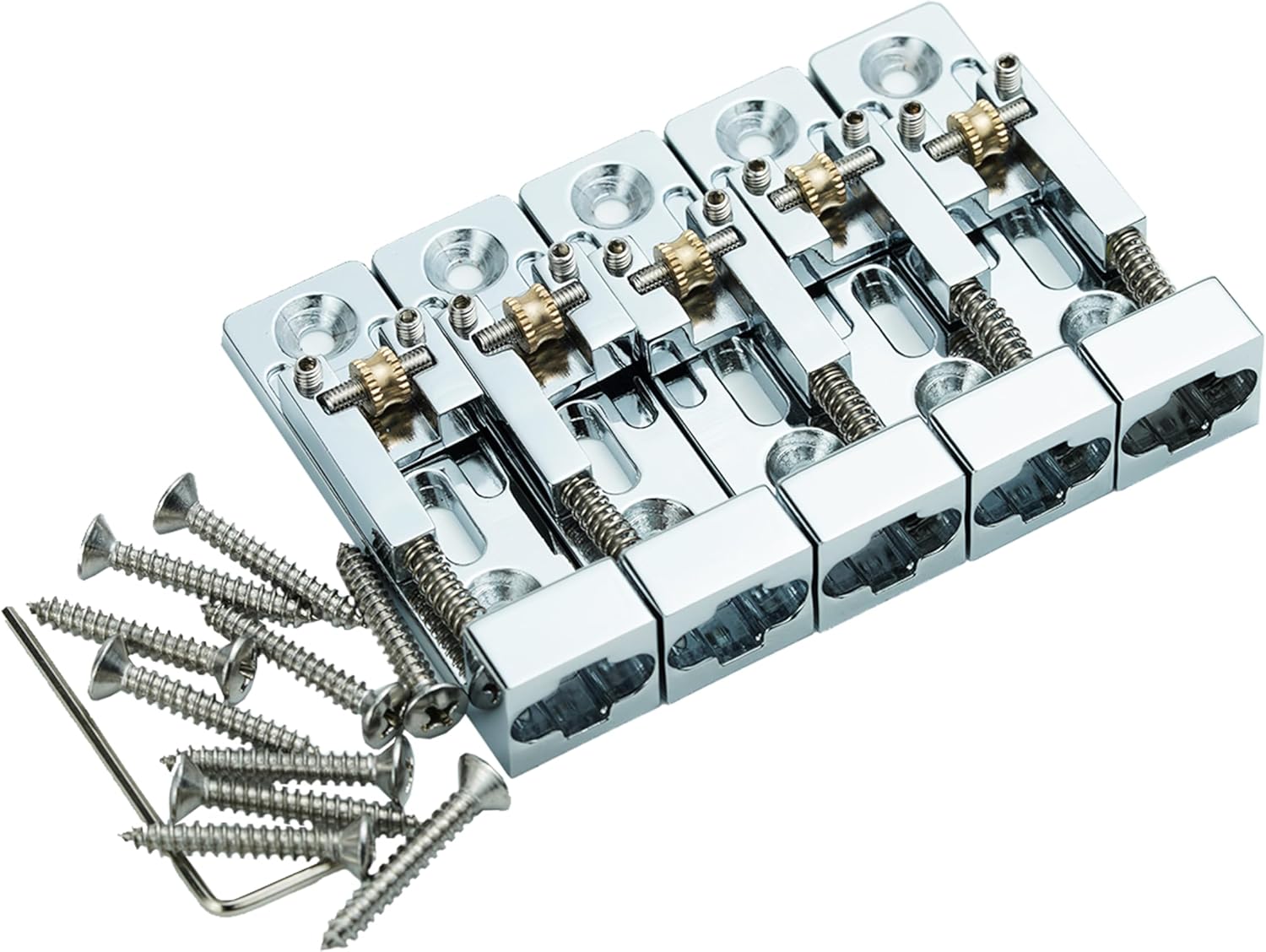 Guyker Individual Roller Bass Bridge for 4 String Electric Bass Replacement Part GB111 (4 Piece, Black)