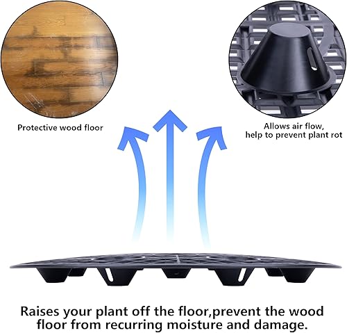 Miniatura 3 de Paquete de 6 elevadores grandes de 15 pulgadas para macetas, soportes resistentes para plantas, platillo para evitar la pudrición y daños en patio y