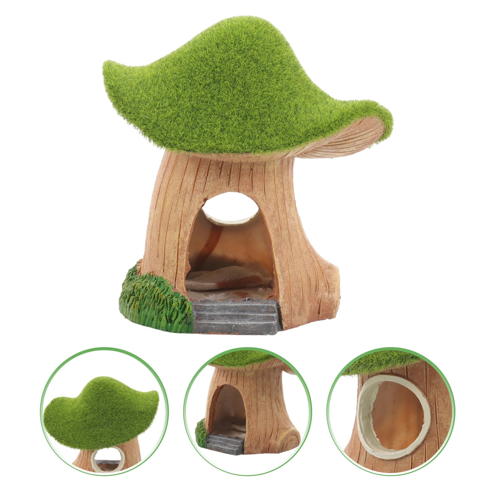 YARNOW 4 Pièces Maison de Champignons en Mousse Décoration Aquarium Decor Aquarium décor Aquarium Petit Cordon Attache rétractable pour Chien abri de Poisson décorations d'aquarium résine