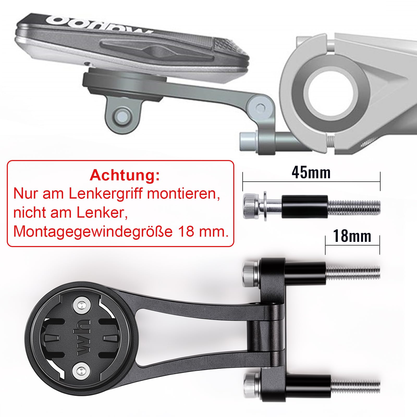 Support de vélo pour Wahoo Elemnt-Wahoo Elemnt Bolt-Wahoo Elemnt Roam/Mini - Support de potence réglable - Support de vélo pour GoPro et Camera Headlight.S