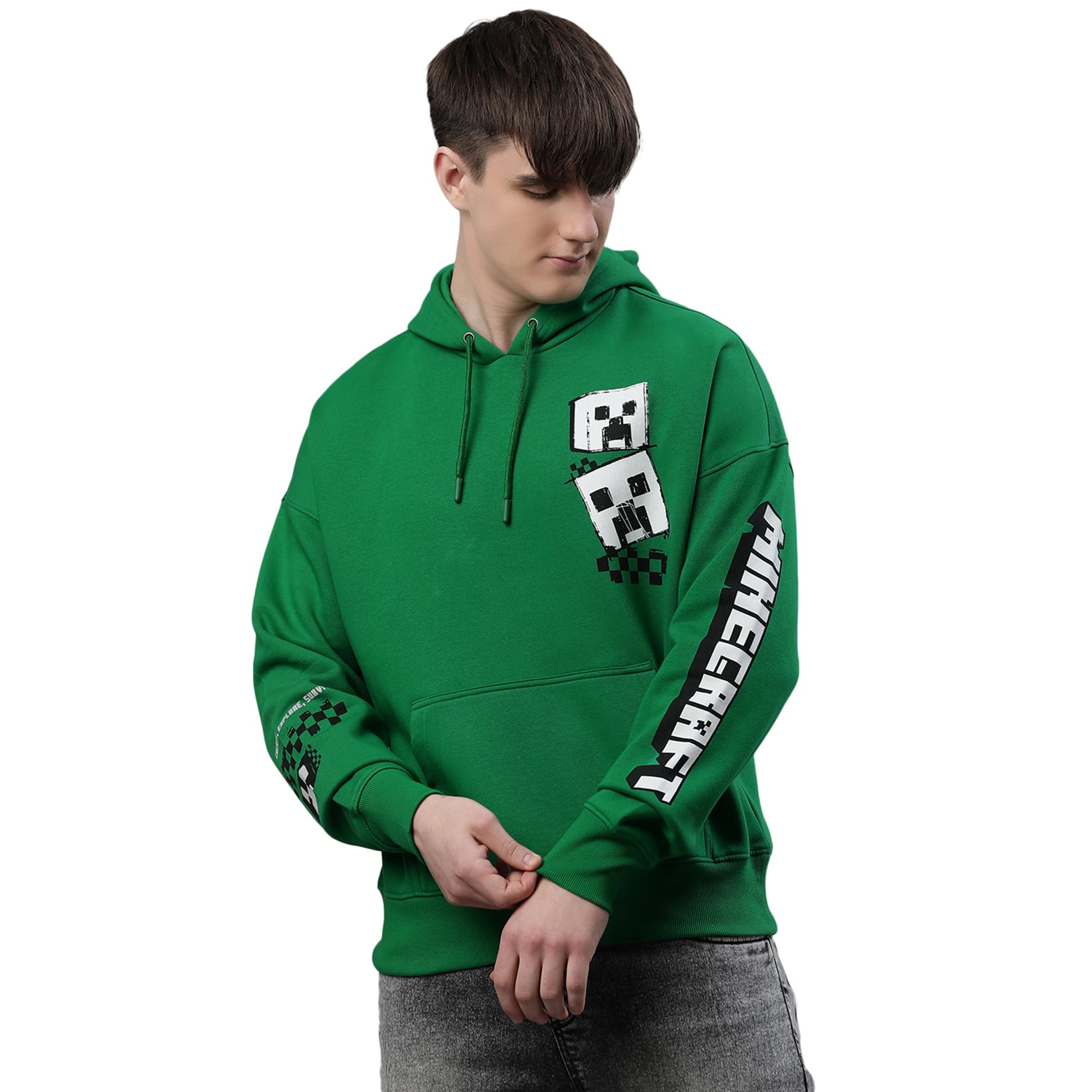 Free Authority Minecraft Printed Loose Fit Green Ploycotton Mens