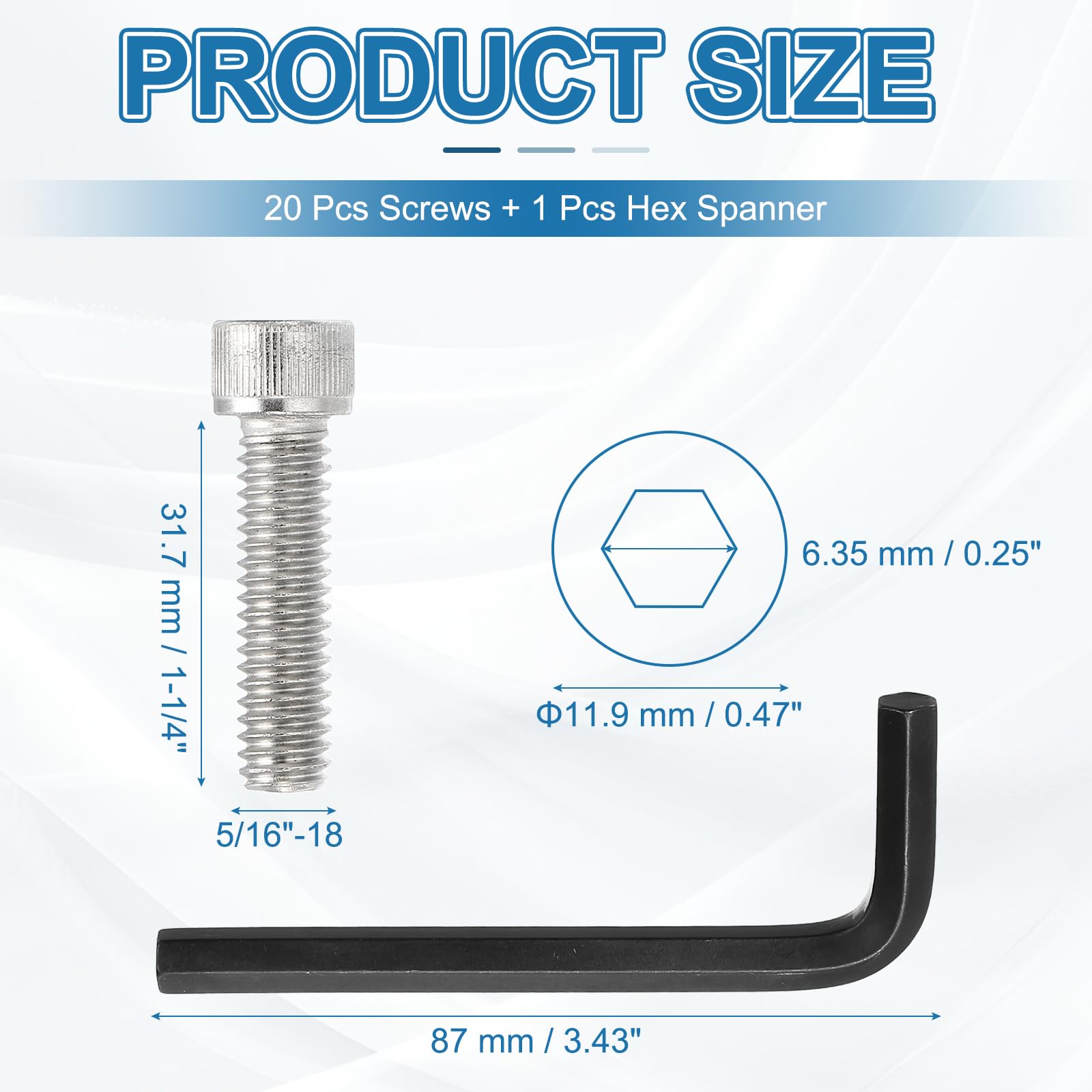 PATIKIL 1-1/4"-18 x 1-1/4" Socket Head Screws Cap Bolt - Image 2