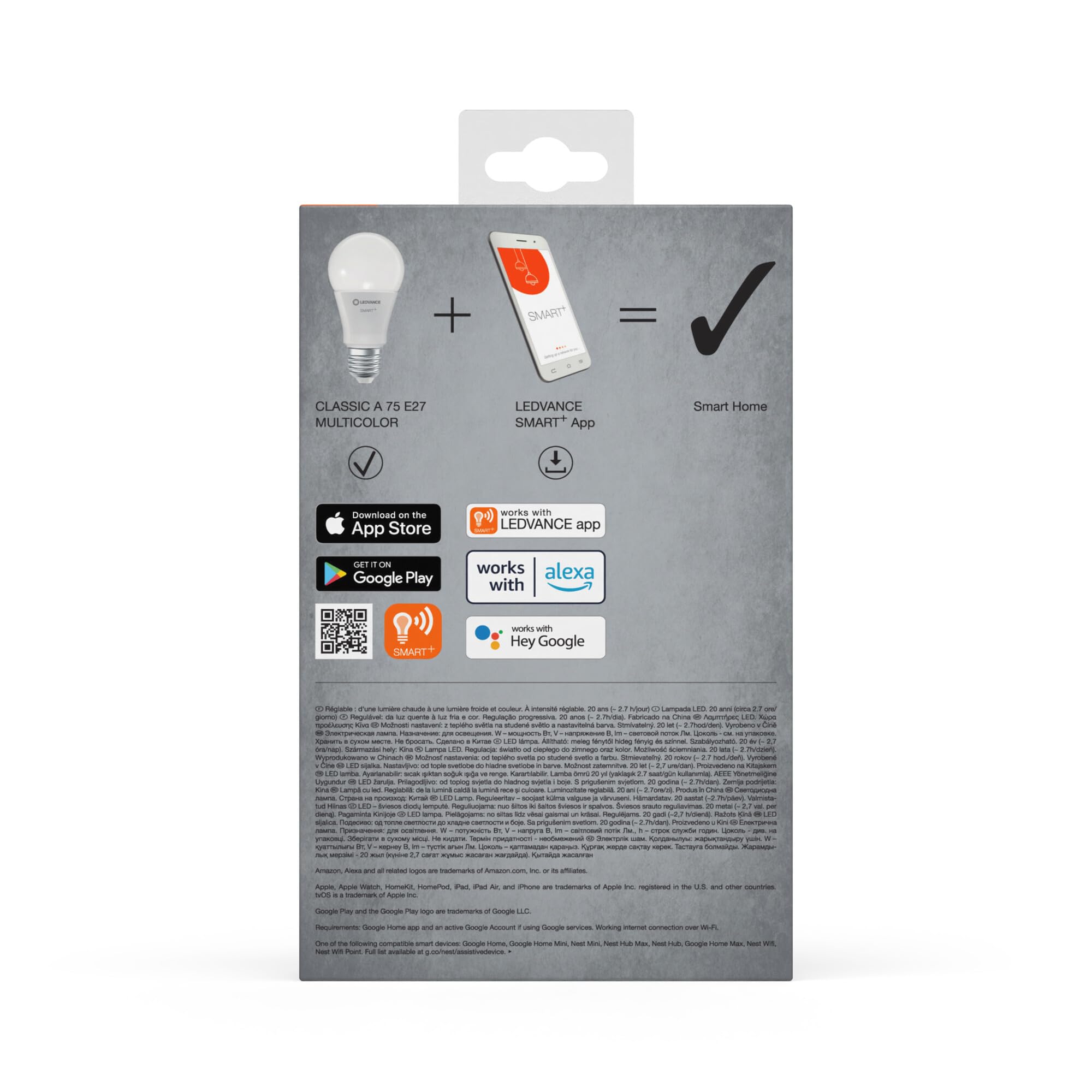 LEDVANCE Inteligentna lampa LED z technologią WiFi E27, optyka matowa, Możliwość zmiany kolorów RGBW, możliwość zmiany barwy światła (2700K-6500K), 1055 Lumen, zamiennik dla 75W, 3-pak