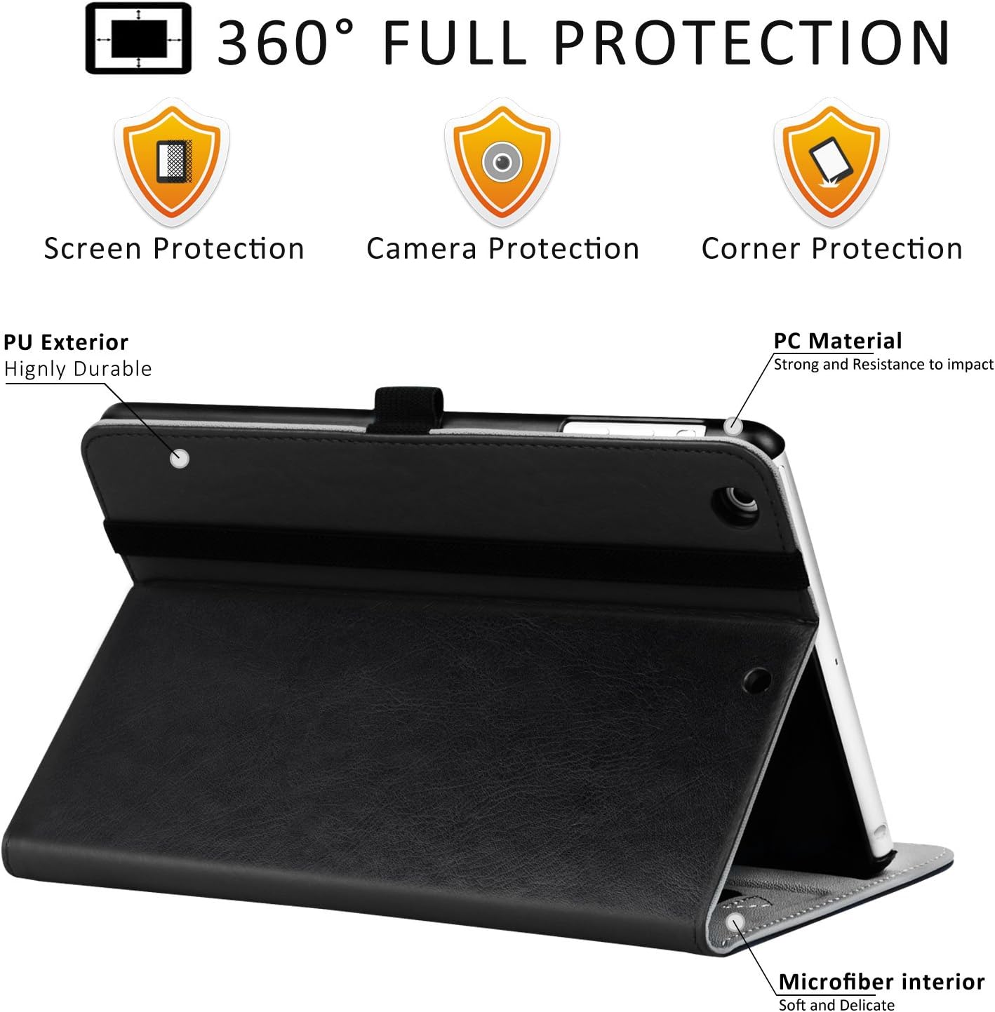 Flаѕh Dеаlѕ - 80% оƒƒ Ztotop iPad Mini 1/2/3 Case, Leather Folio Stand Protective Case Smart Cover with Multi-Angle Viewing, Pocket, Functional Elastic Strap for iPad Mini 3/ Mini 2/ Mini 1 - Black