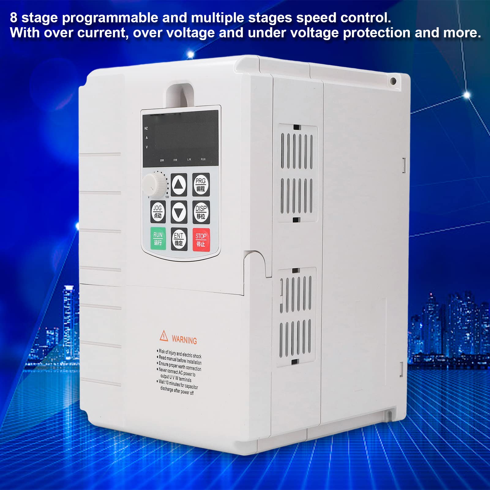 Universal AT903-5.5KW VFD de entrada trifásica de 380 V, salida de 0-380 V Unidad de frecuencia variable ajustable para control de velocidad de motor industrial, convertidor de unidad CNC con cable de