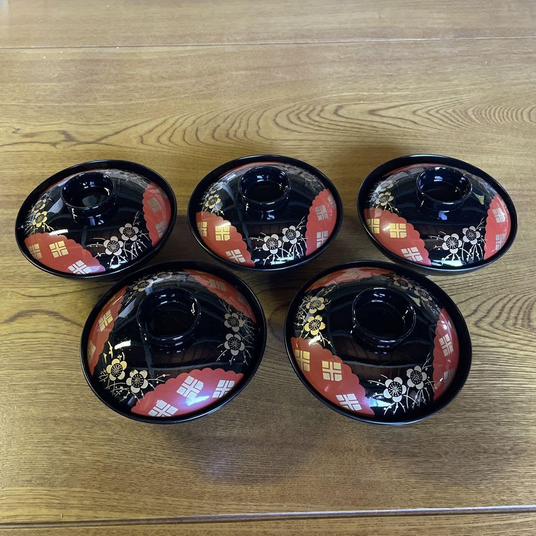Amazon.co.jp: 蓋付きお椀 5客セット 八雲塗 松江 特産漆器 山本漆器店