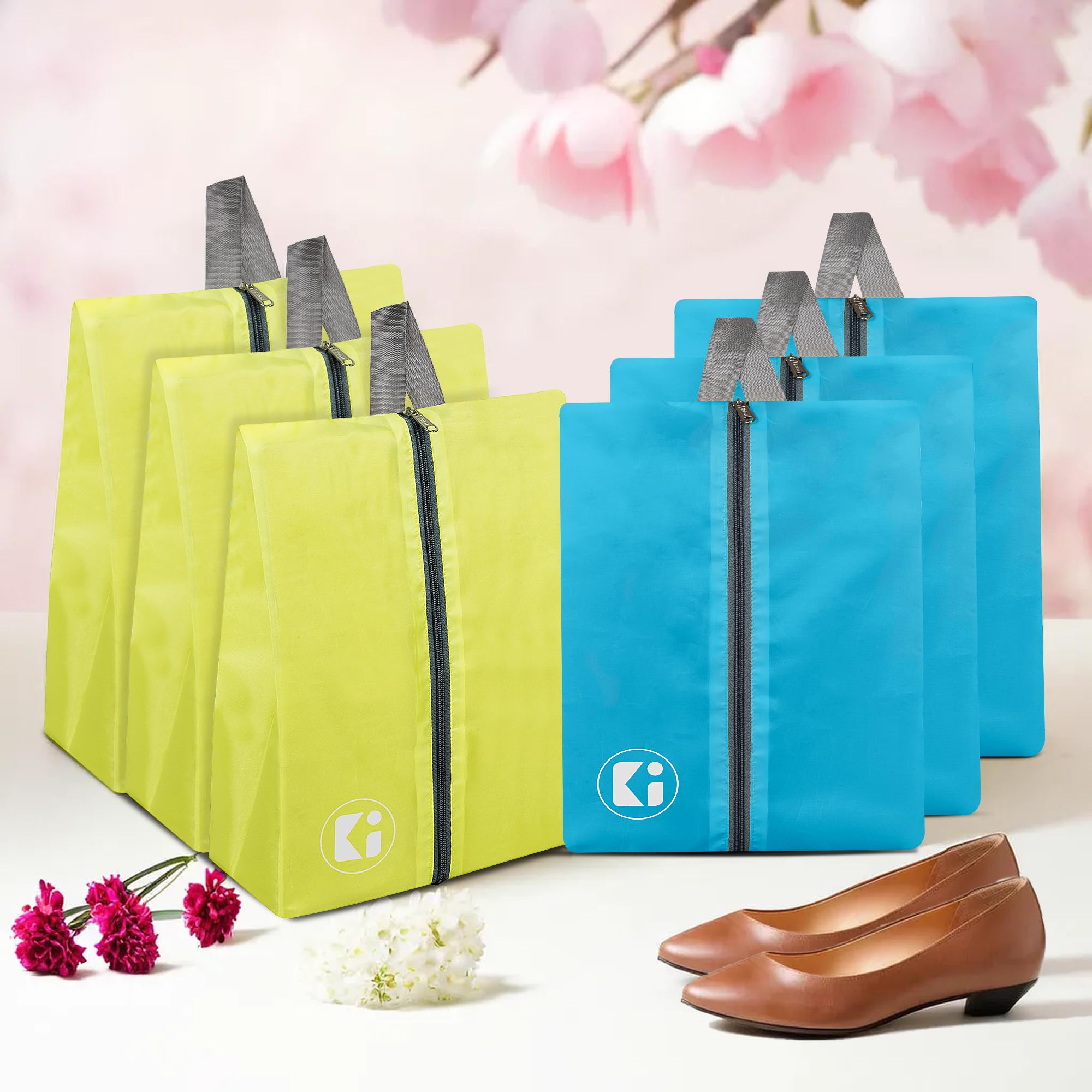 Urbane Home Pack of 6 Travel Organizer | Travel Shoe Carrying Bag | Toiletry Pouch with Zipper | Shoe Cover for Travel-Adventure | Multipurpose Storage Organizer Bag | Yellow & Sky Blue-image-6