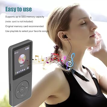 MP4 Player - 1.8 Inch LCD Media Music Player, Built in HD Speaker Mini Design Portable Music Player Ideal for Sport, Earphones Included, Easy to Carry Support Up to 32GB (Black)