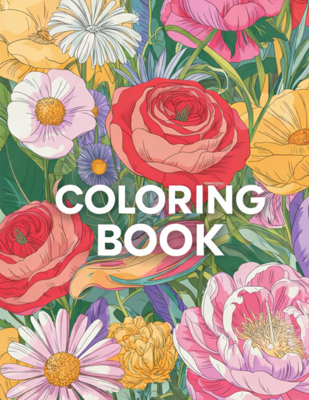 Coloring Book - Botanical Flowers for Relaxation