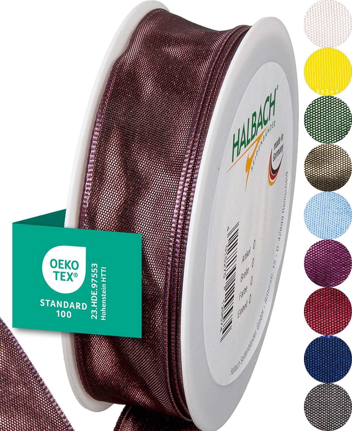 Halbach Seidenbänder Premium Geschenkband mit Drahtkante | Breite 25mm Länge 25m | Öko-Tex 100 zertifiziertes Schleifenband | Taftband Made in Germany, Farbe: duskyberry