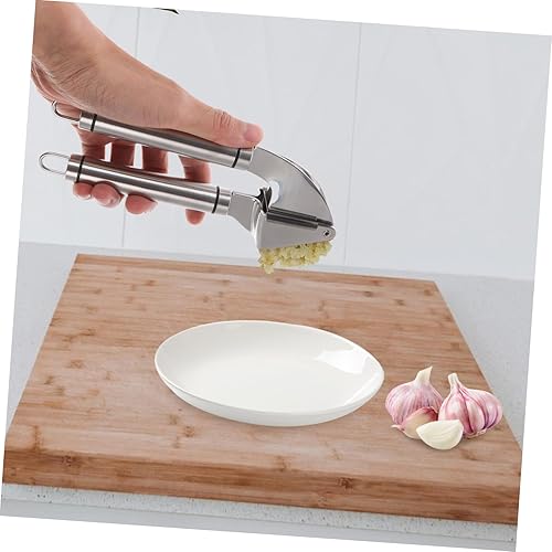 Miniatura 5 de ABOOFAN 1 juego de prensa de ajo manual de acero inoxidable sin esfuerzo herramienta para la cocina fácil de limpiar diseño elegante incluye pelador