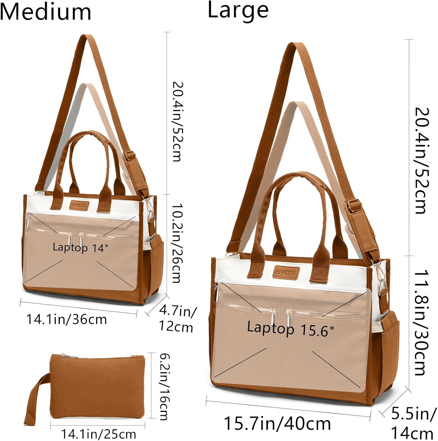 Canvas Tote Bag Set for Women, Large Shoulder Handbags, Crossbody Laptop Purse Work Teacher College Travel - Image 6