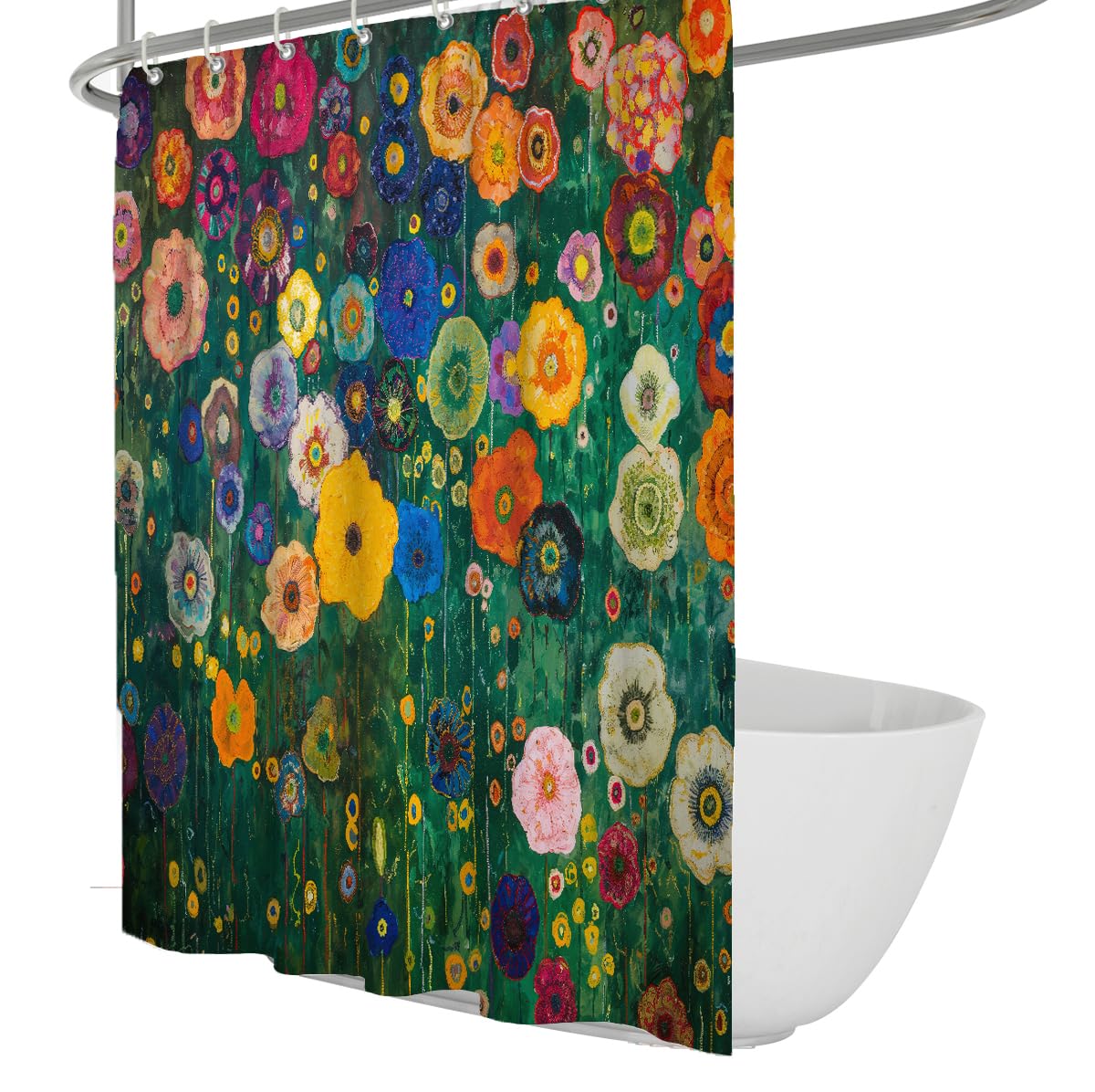 Rideau Douche Floral impressionniste Fleurs colorées W180xL220 cm