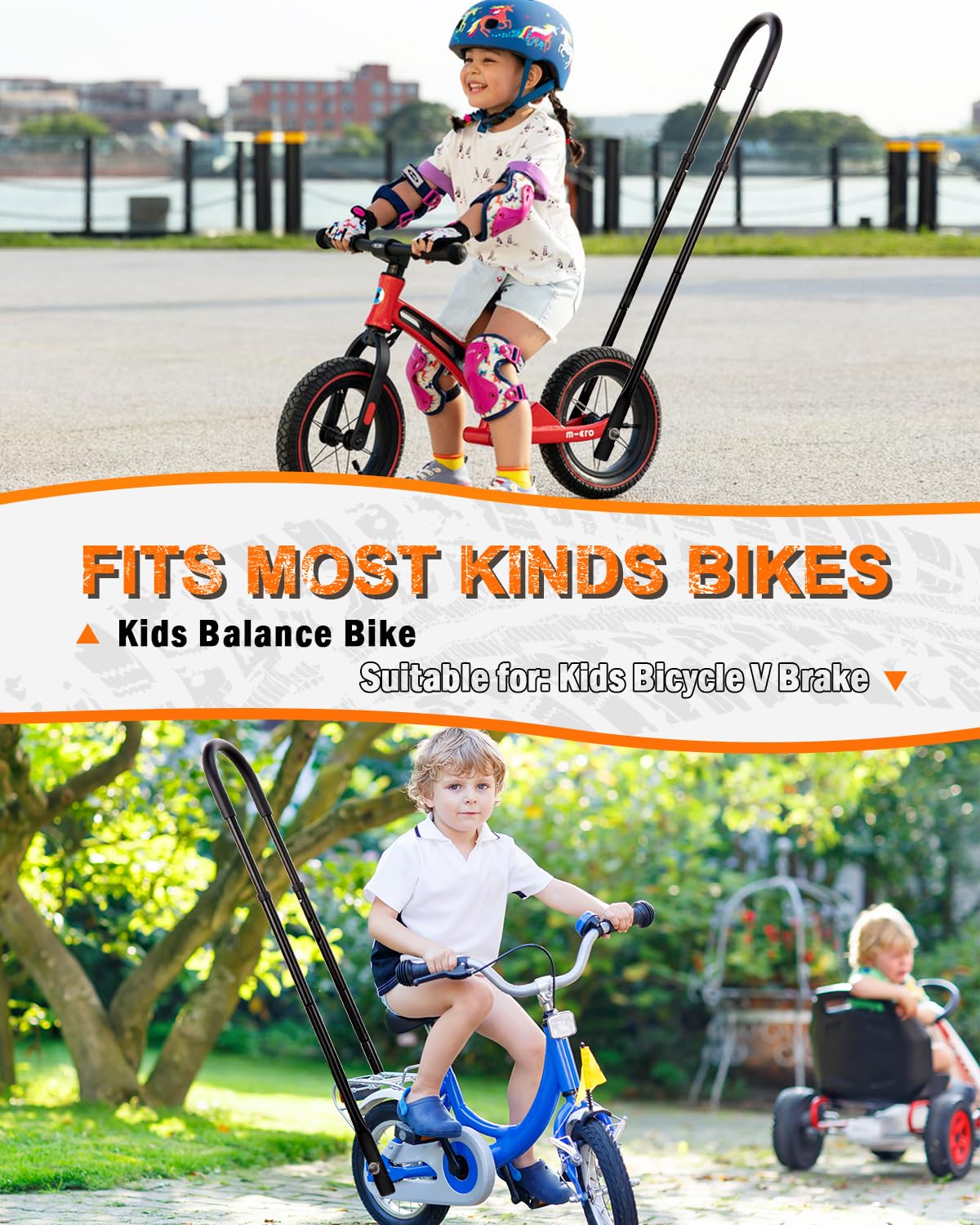 Asa de entrenamiento de seguridad mejorada para niños, 6 alturas ajustables y resistentes, accesorios de bicicleta de equilibrio para niños, enseñanza a montar sin ruedas de entrenamiento 7