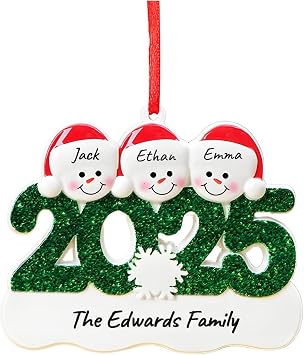 2025 Personalized Christmas Ornaments with Family Names Custom Snowman Family of 26, Cute Xmas Tree Decoration Gift for Home, Kids, Parents, or Grandparents