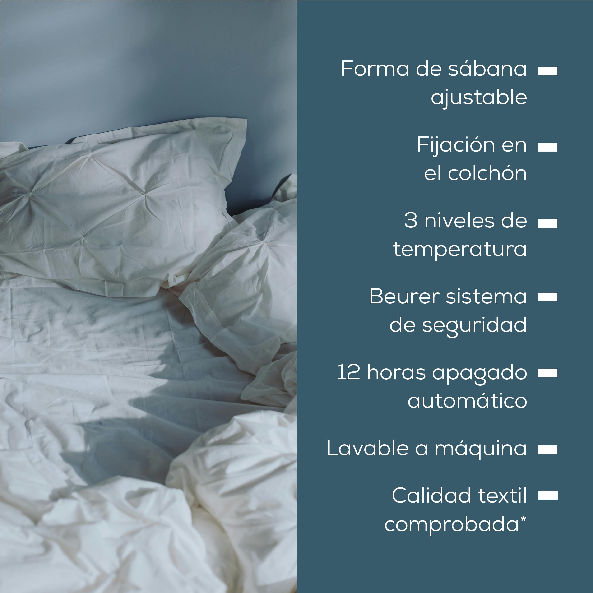 Beurer UB 74 cama térmica, manta eléctrica con apagado automático y protección contra sobrecalentamiento, manta ajustable tipo sábana, 3 niveles, lavable, 200x100 cm