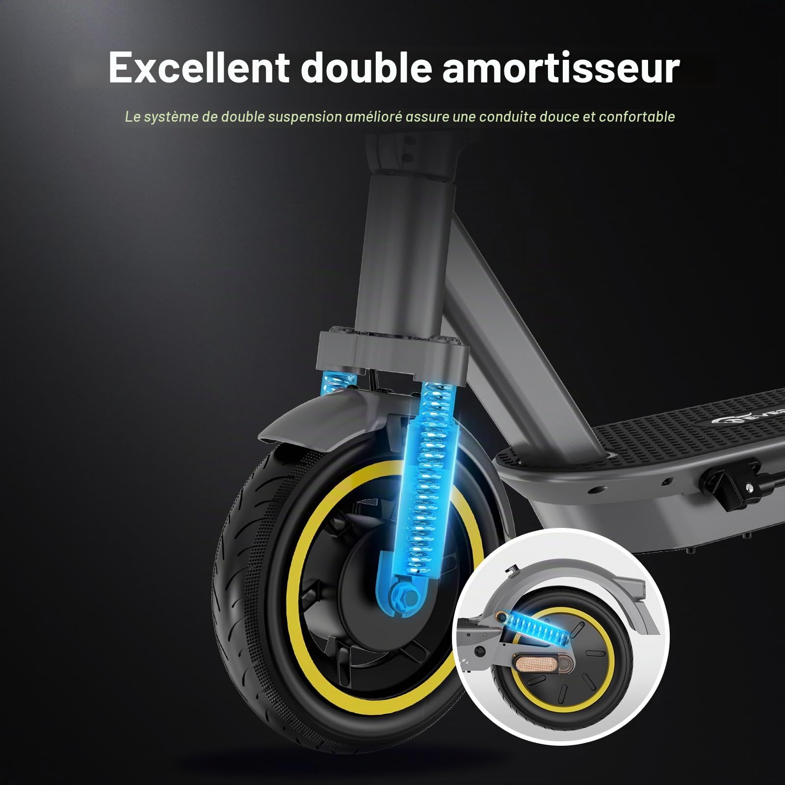 EVERCROSS Trottinette Électrique Adulte, 500W Scooter Électrique Pliable avec App, Jusqu’à 100-150 km d’Autonomie, 25 km/h, Pneus 10" Anti-Crevaison, Double Suspension, Écran LED