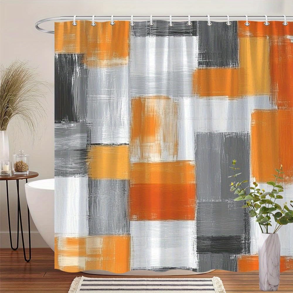 Rideau de salle de bain patchwork abstrait mosaïque et grand rideau de douche 120 x 240