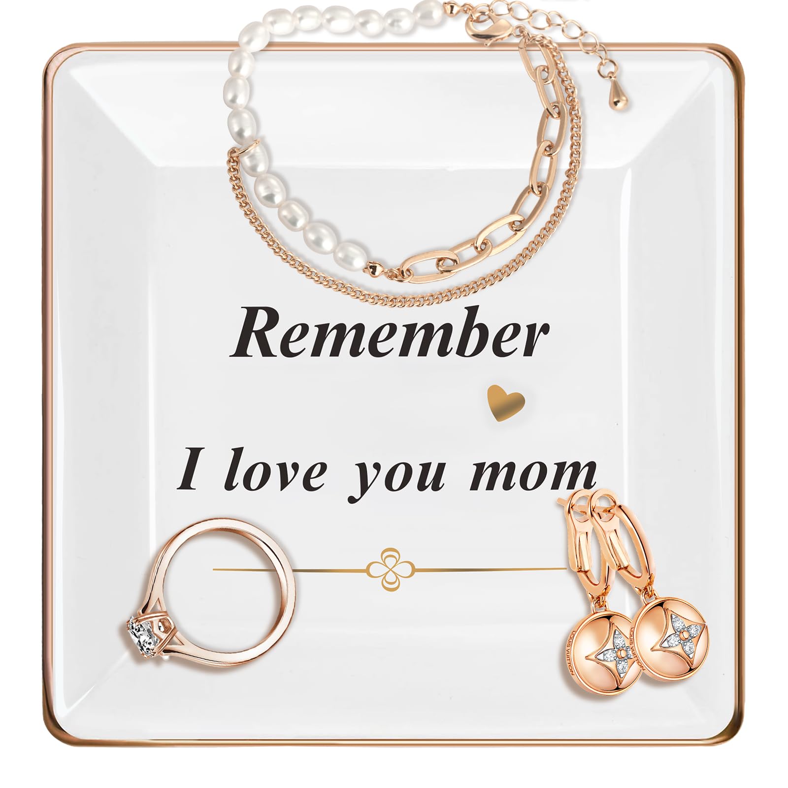 for Women Mom Wife Grandma,Ceramic Jewelry Tray Dish Decorations,Trinket Tray Dish for Rings Earrings Necklaces Bracelet, Mothers Day Birthday Gifts for Women Mom Sister Friends