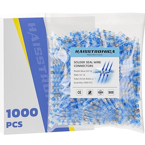 haisstronica 1000 conectores de alambre con sello de soldadura, conectores a tope resistentes al agua, termorretráctiles, terminales para