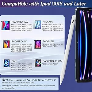 Stylus Pen for iPad Pencil 10th Generation(2018-2025), Fast Charging Apple Pencil with Palm Rejection Tilt Sensitivity, Compatible with iPad 6/7/8/9/10", Pro 11"/12.9"/ M4, Air 3/4/5/M2/M3, Mini 5/6