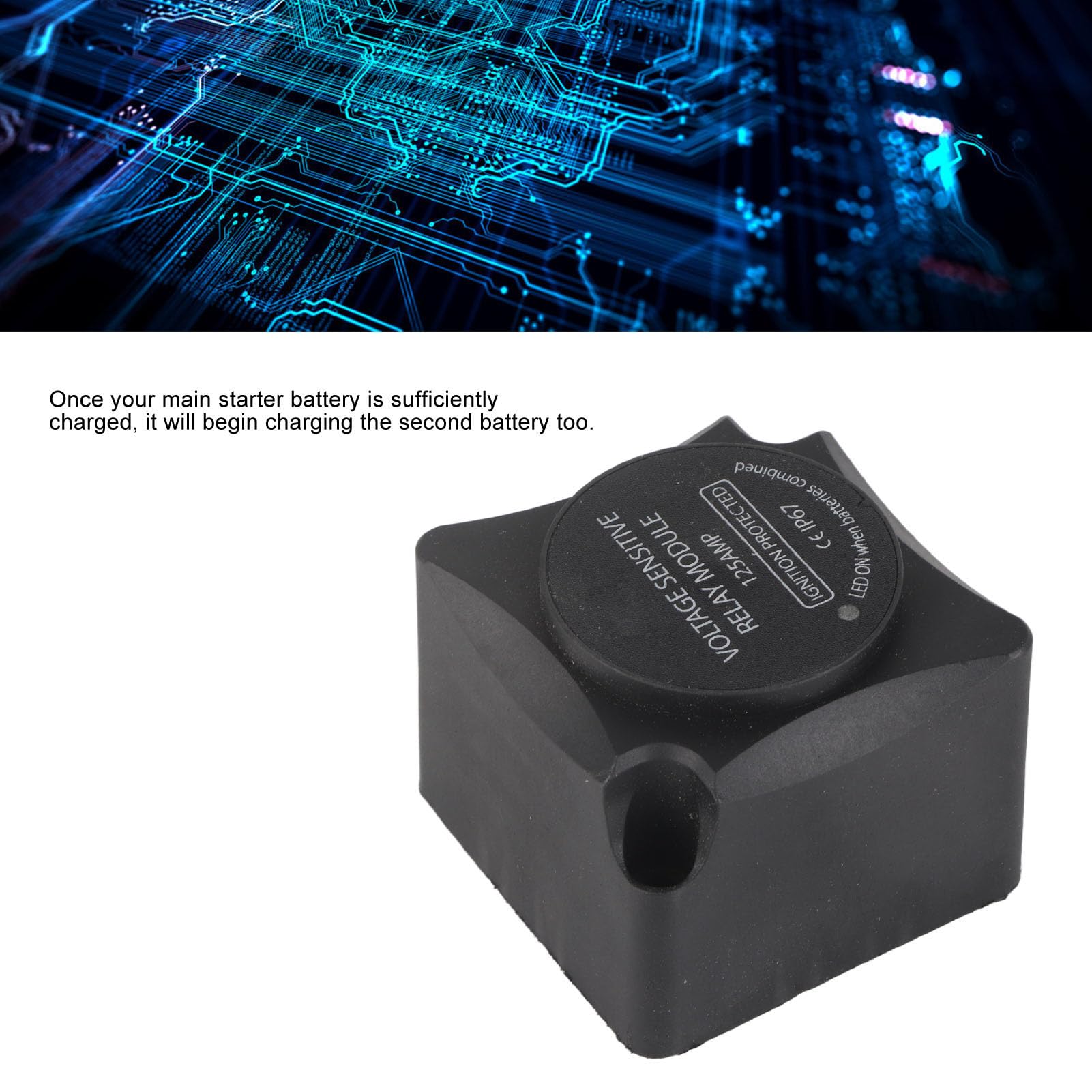 Relé sensible al voltaje Relé de carga con aislador de batería dual para batería de arranque Nylon negro 125A
