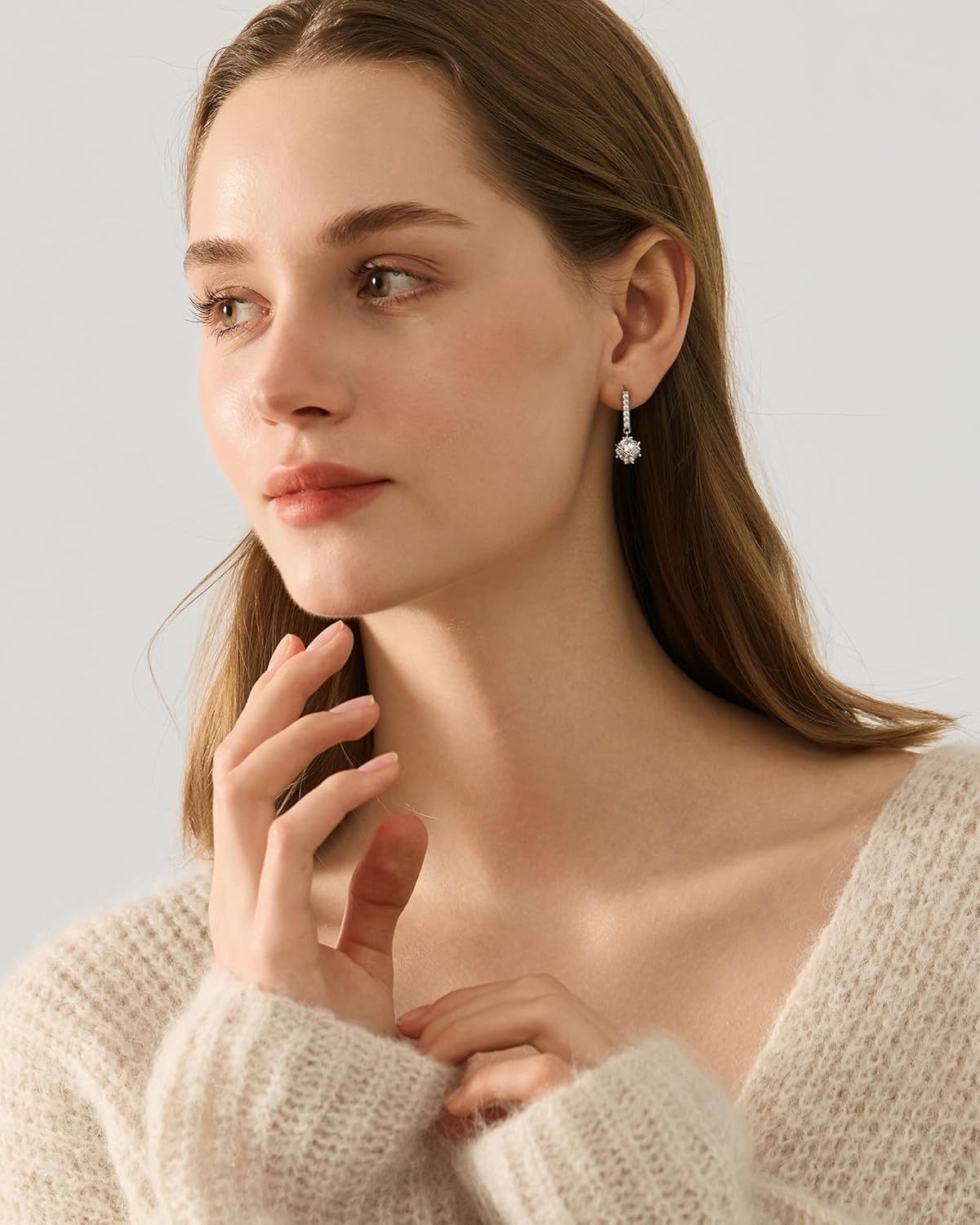 S925 Sterling Silver Cubic Zirconia Drop Dangle Earrings for Women, Hypoallergenic Lightweigh Jewelry for Daily Wear - Image 2