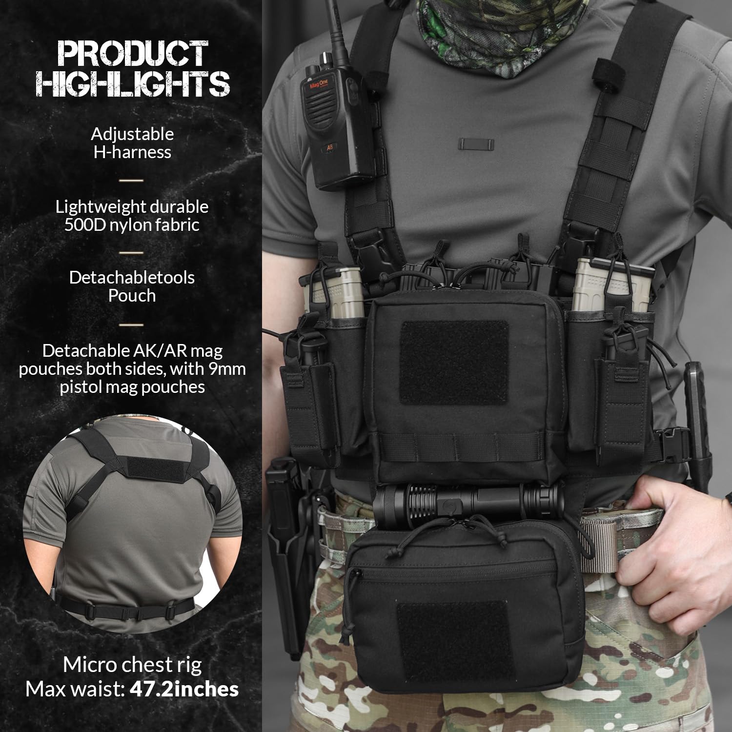 VOTAGOO Protège-poitrine tactique Paintball Chest Rig