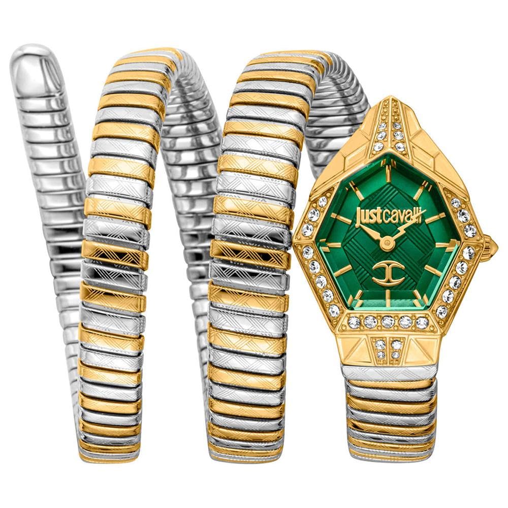 Just Cavalli Women Watch, Gold Color Case, Dark Green Dial, Two Tone Silver & Gold Color Metal Bracelet, 2 Hands, 3 ATM (B0CVH4CM7Q) Amazon Price History, Amazon Price Tracker