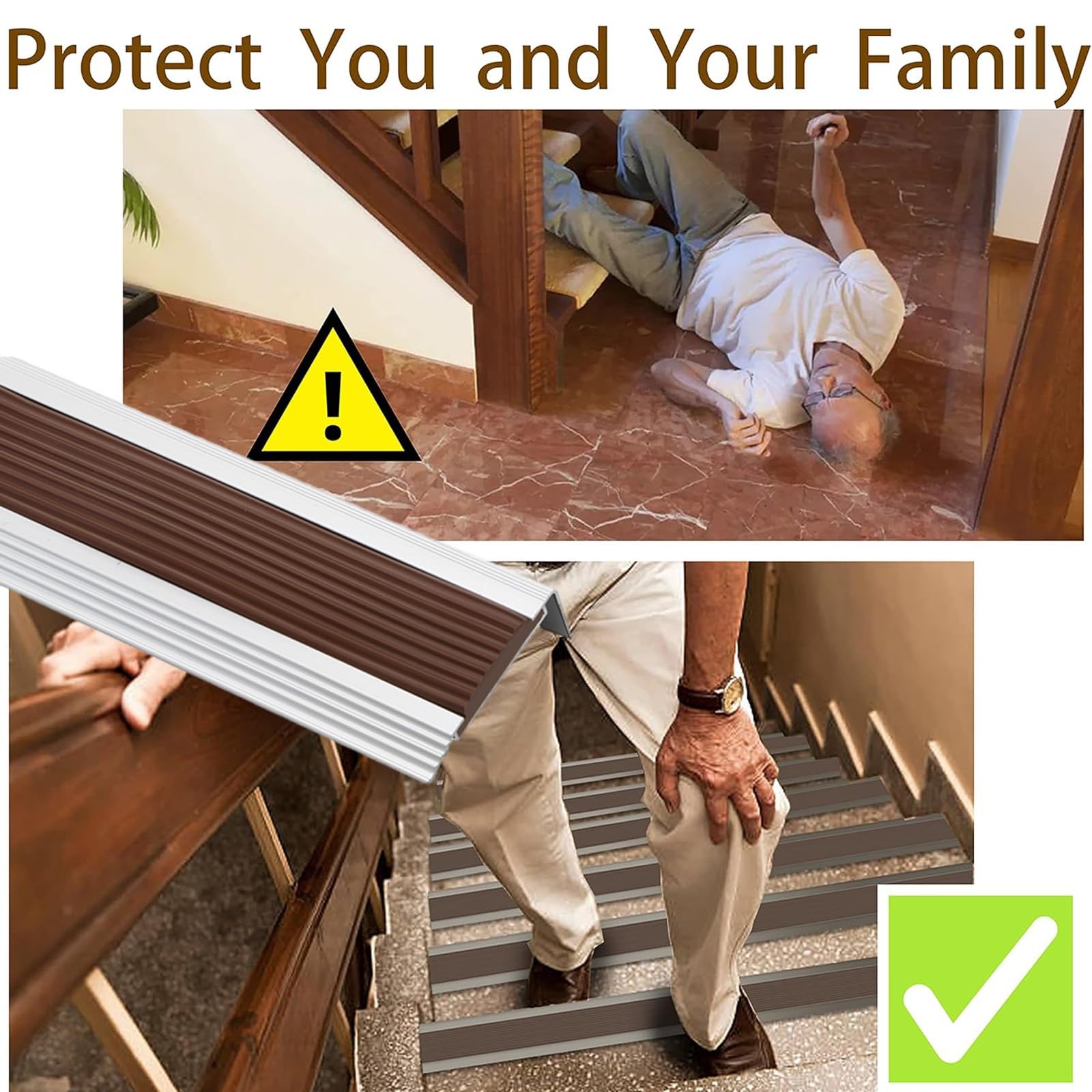 Tira Antideslizante En Forma De L Para Escaleras - Adhesiva, Impermeable, Para Interiores Y Exteriores